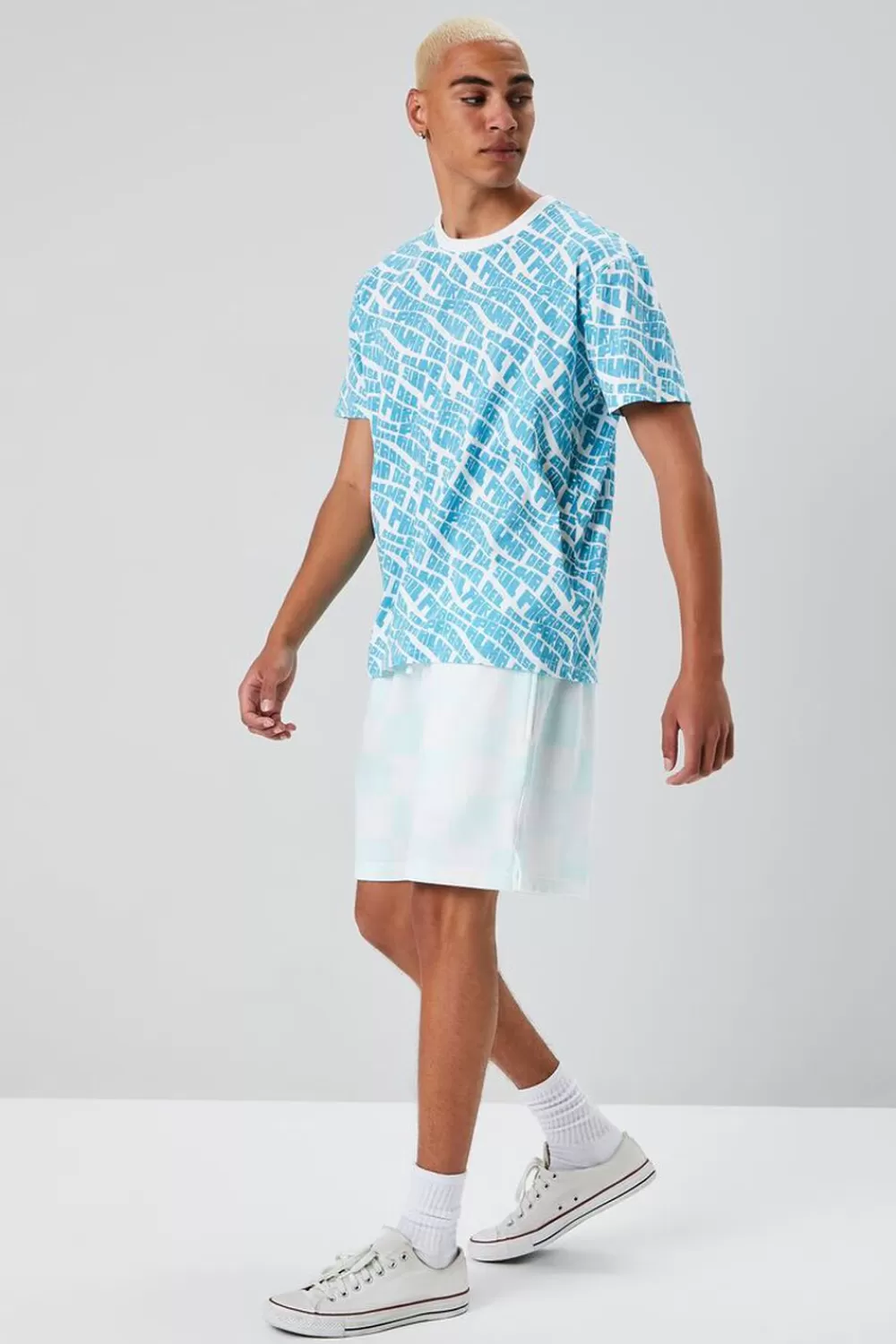 Bottoms>Forever 21 Checkered Drawstring Sweatshorts Mint/White
