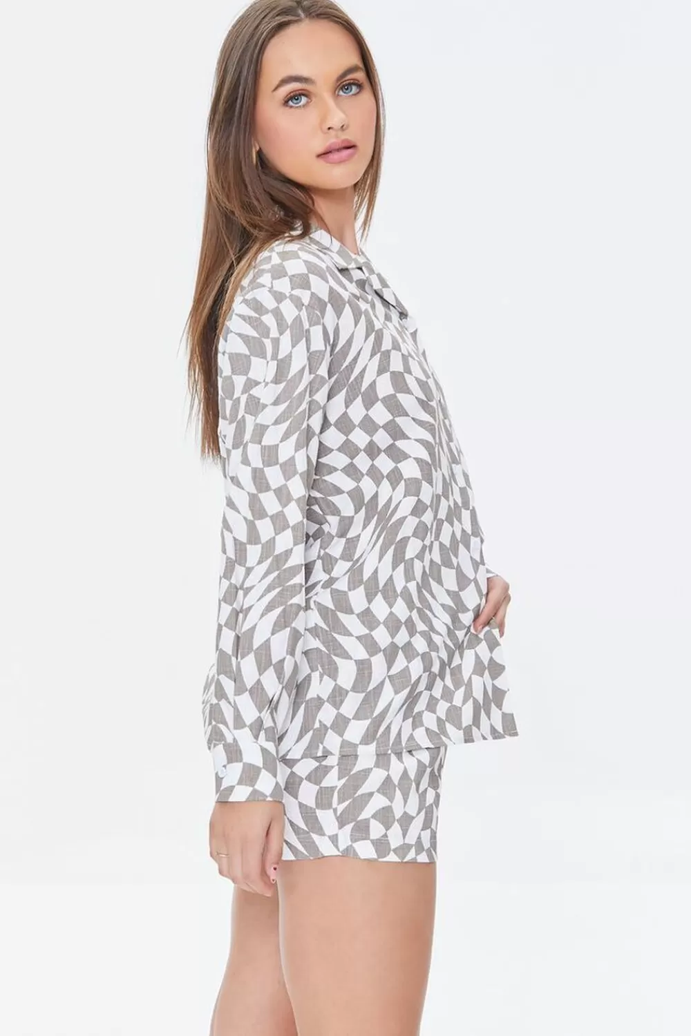 Forever 21 Checkered Print Shirt & Shorts Set | Women Dresses