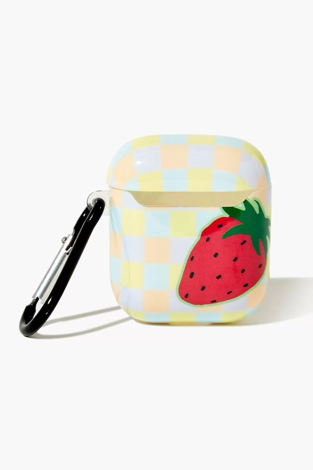 Electronics + Accessories>Forever 21 Checkered Strawberry Earbuds Case Yellow/Multi