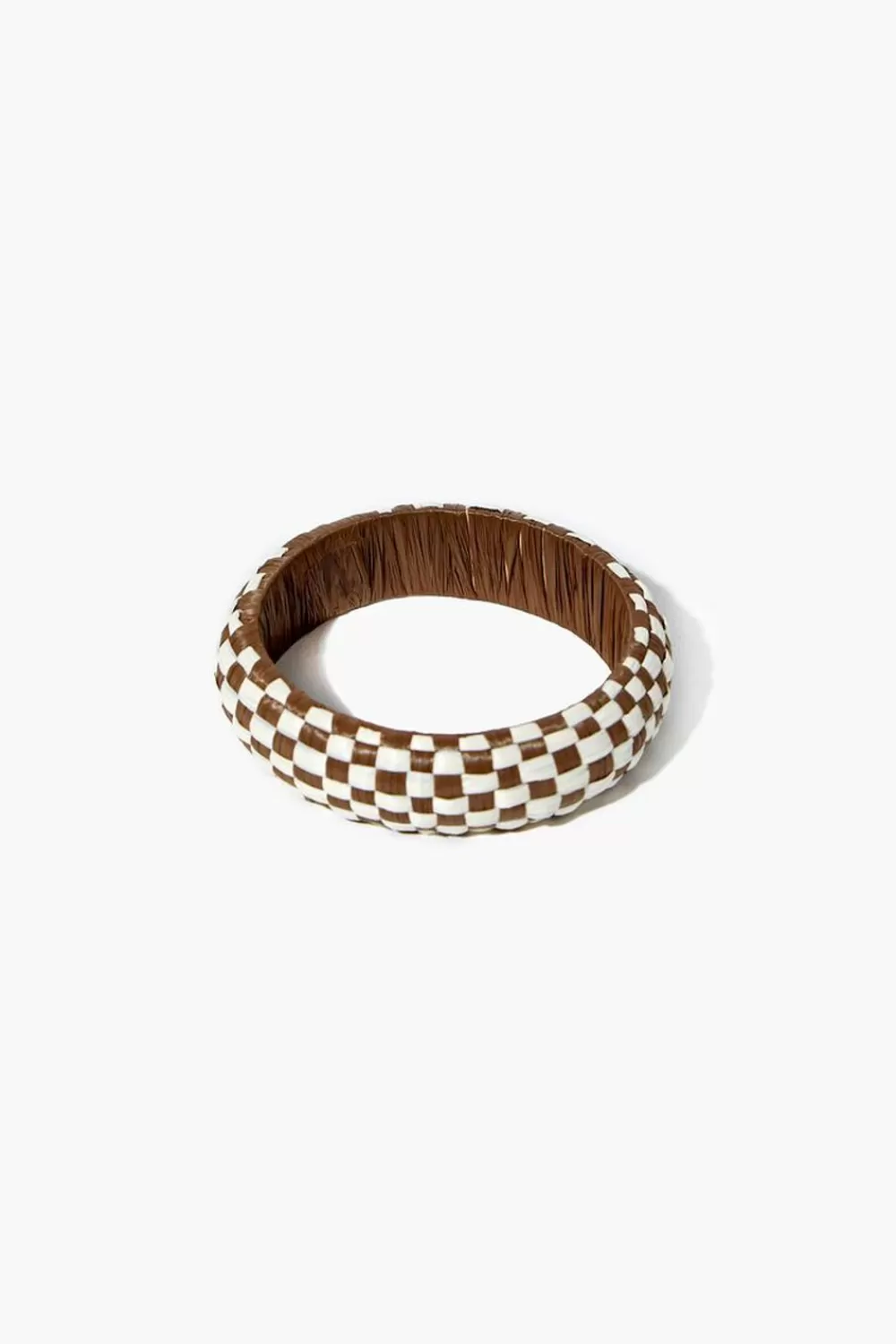 Bracelets>Forever 21 Checkered Wooden Bangle Bracelet White/Brown
