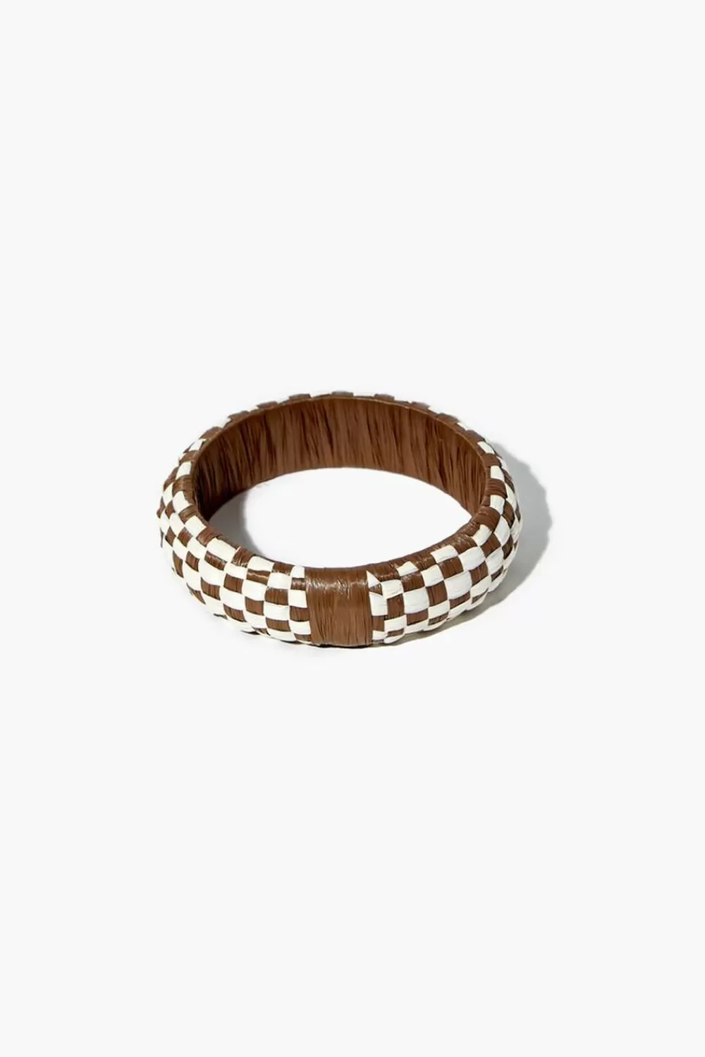 Bracelets>Forever 21 Checkered Wooden Bangle Bracelet White/Brown