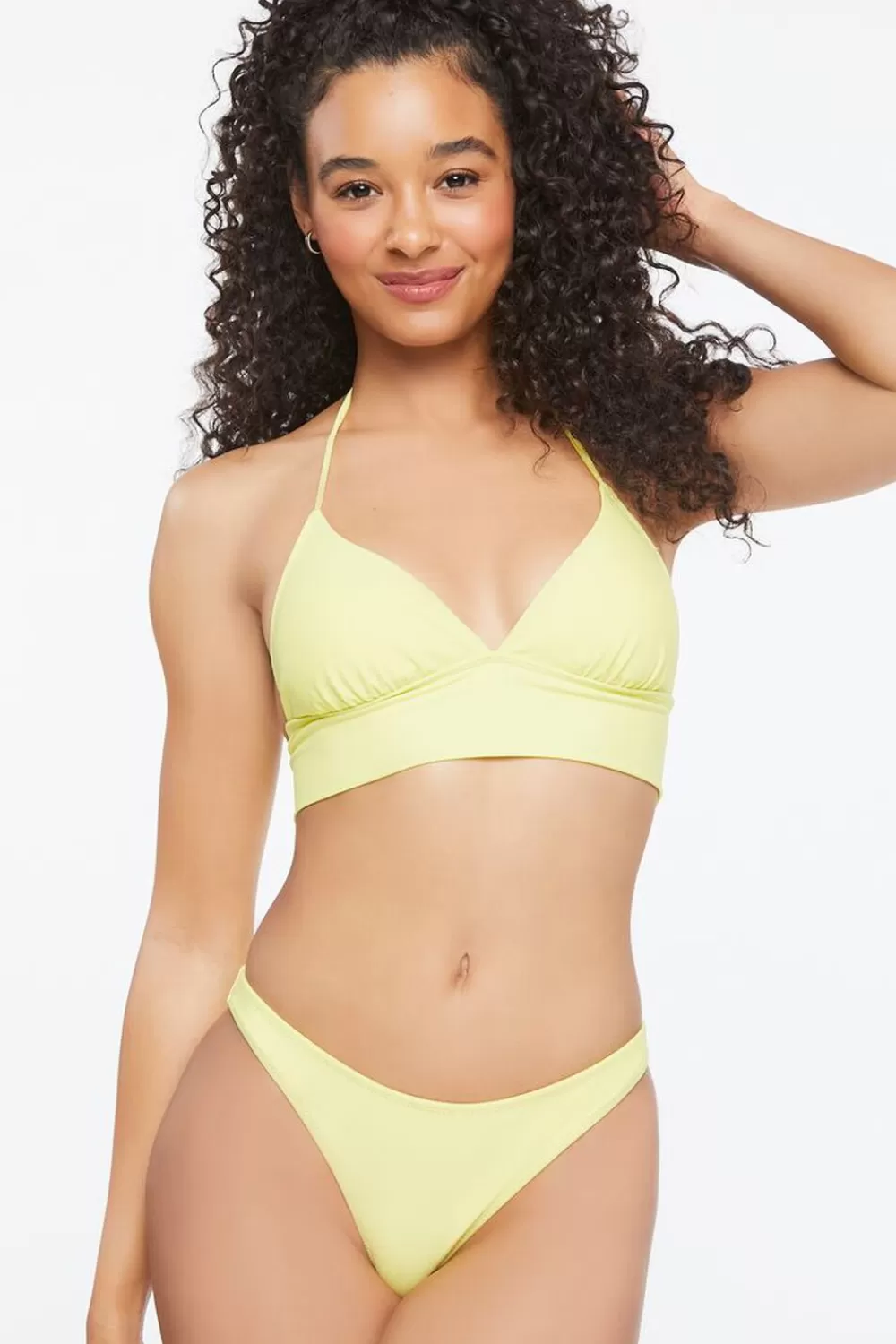 Swimwear>Forever 21 Cheeky Low-Rise Bikini Bottoms Citron
