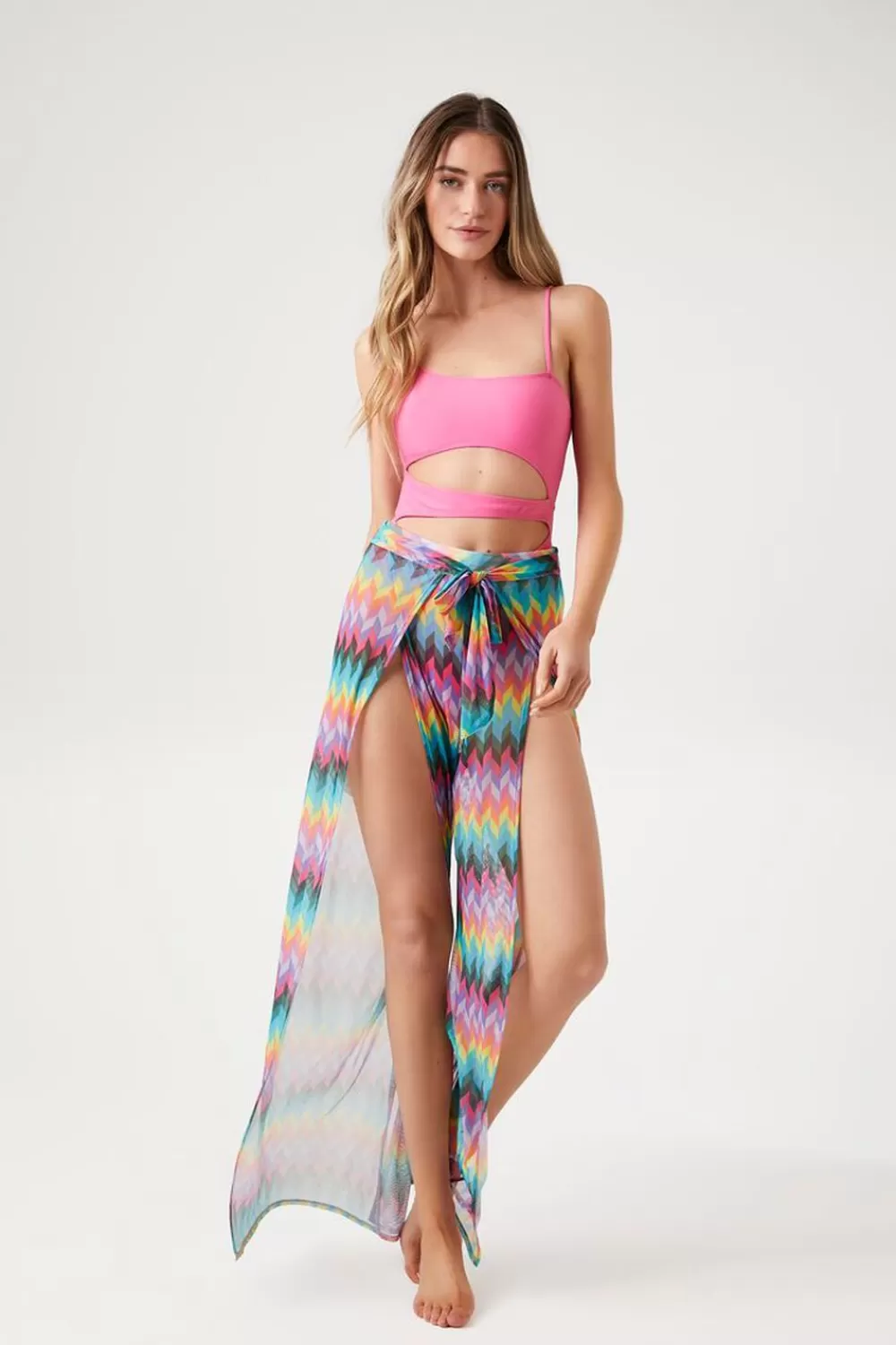 Swimwear>Forever 21 Chevron Print Swim Cover-Up Pants Orchid/Multi