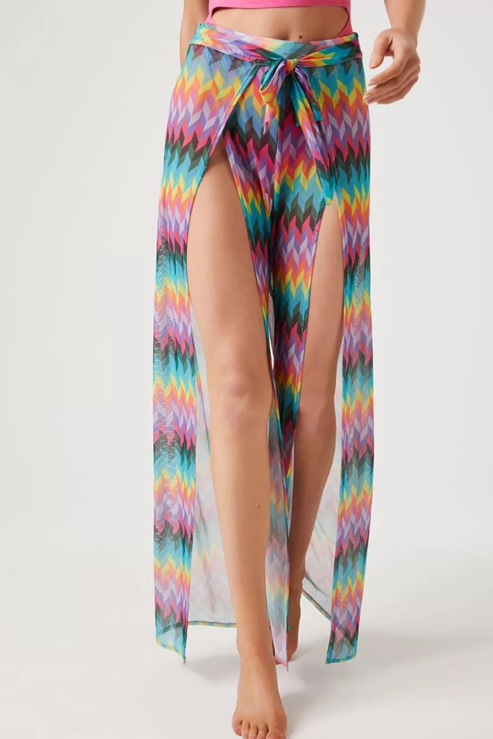 Swimwear>Forever 21 Chevron Print Swim Cover-Up Pants Orchid/Multi