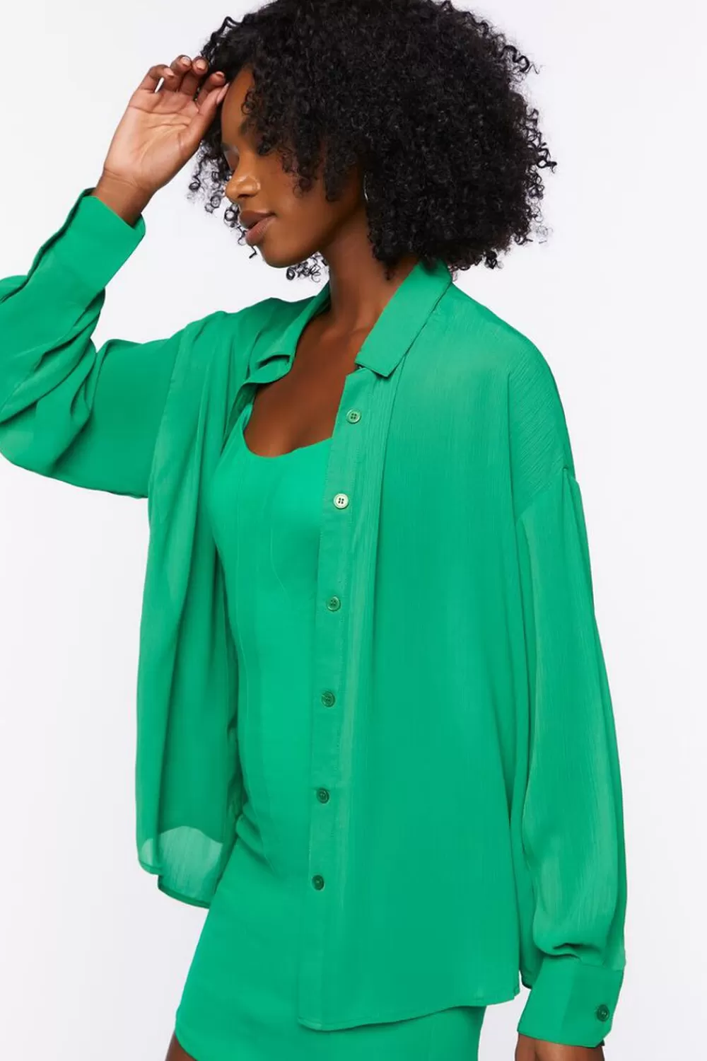 Forever 21 Chiffon Drop-Sleeve Shirt | Women Tops