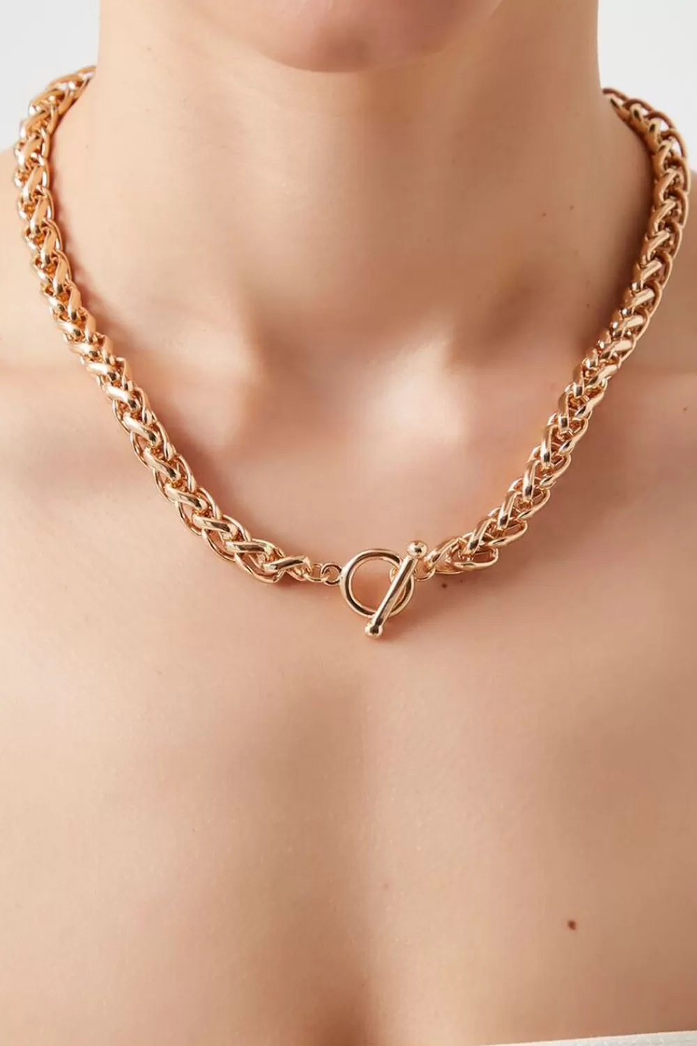 Necklaces>Forever 21 Chunky Chain Toggle Necklace Gold