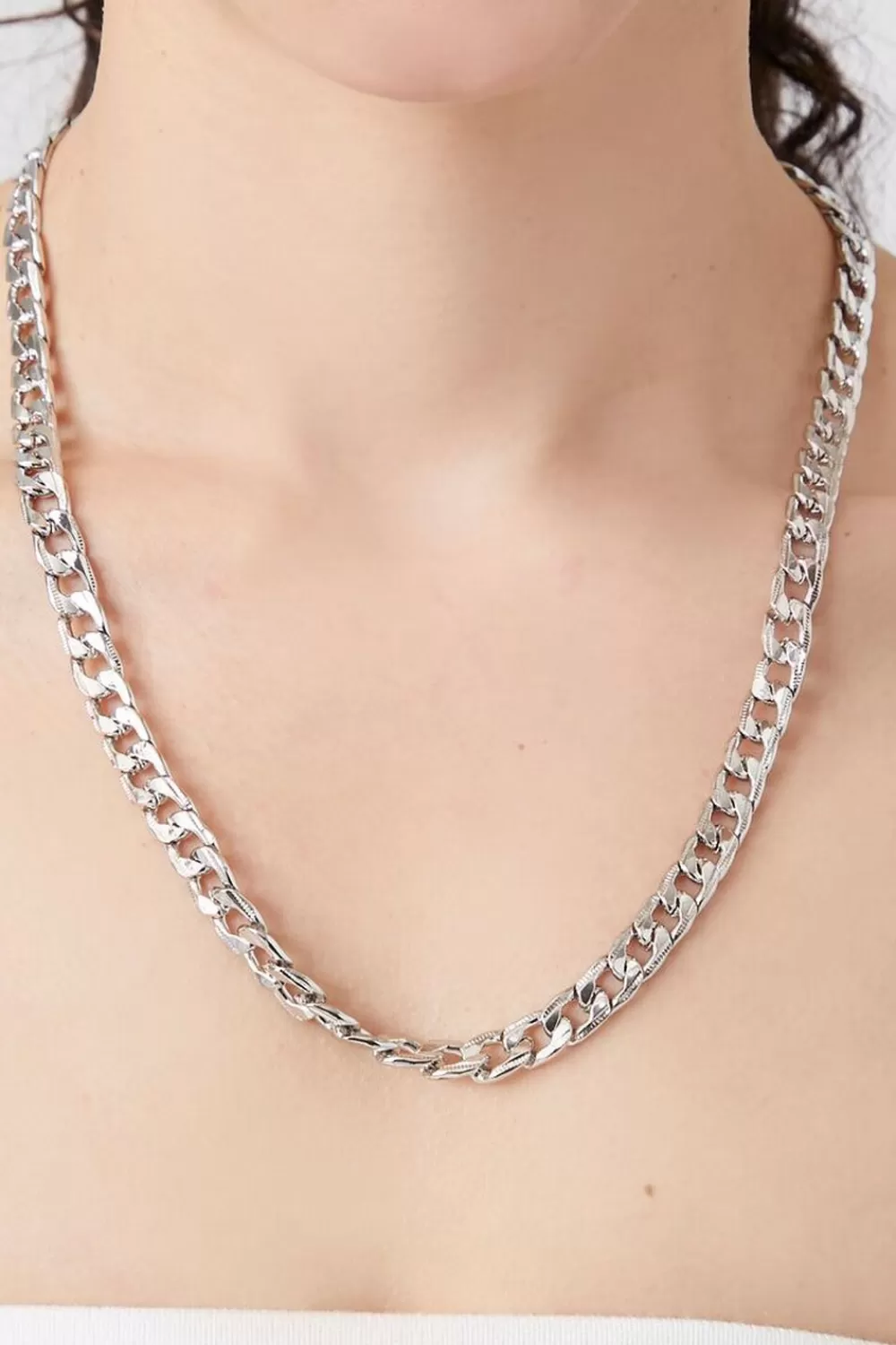 Necklaces>Forever 21 Chunky Curb Chain Necklace Silver