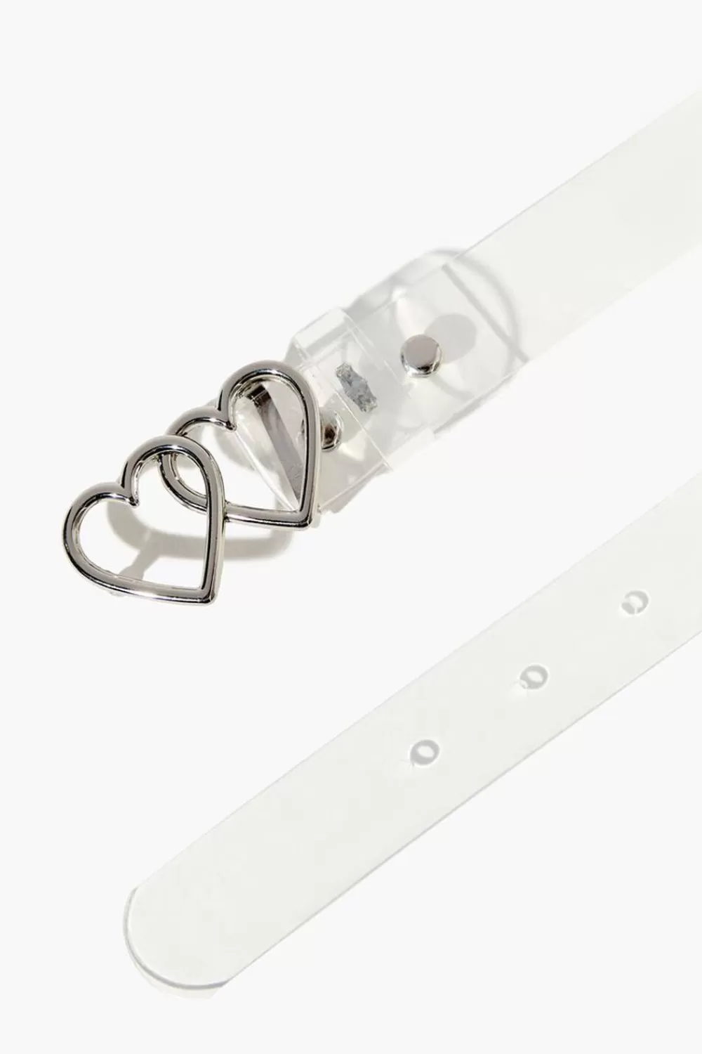 Belts>Forever 21 Clear Dual Heart-Buckle Belt Clear/Silver