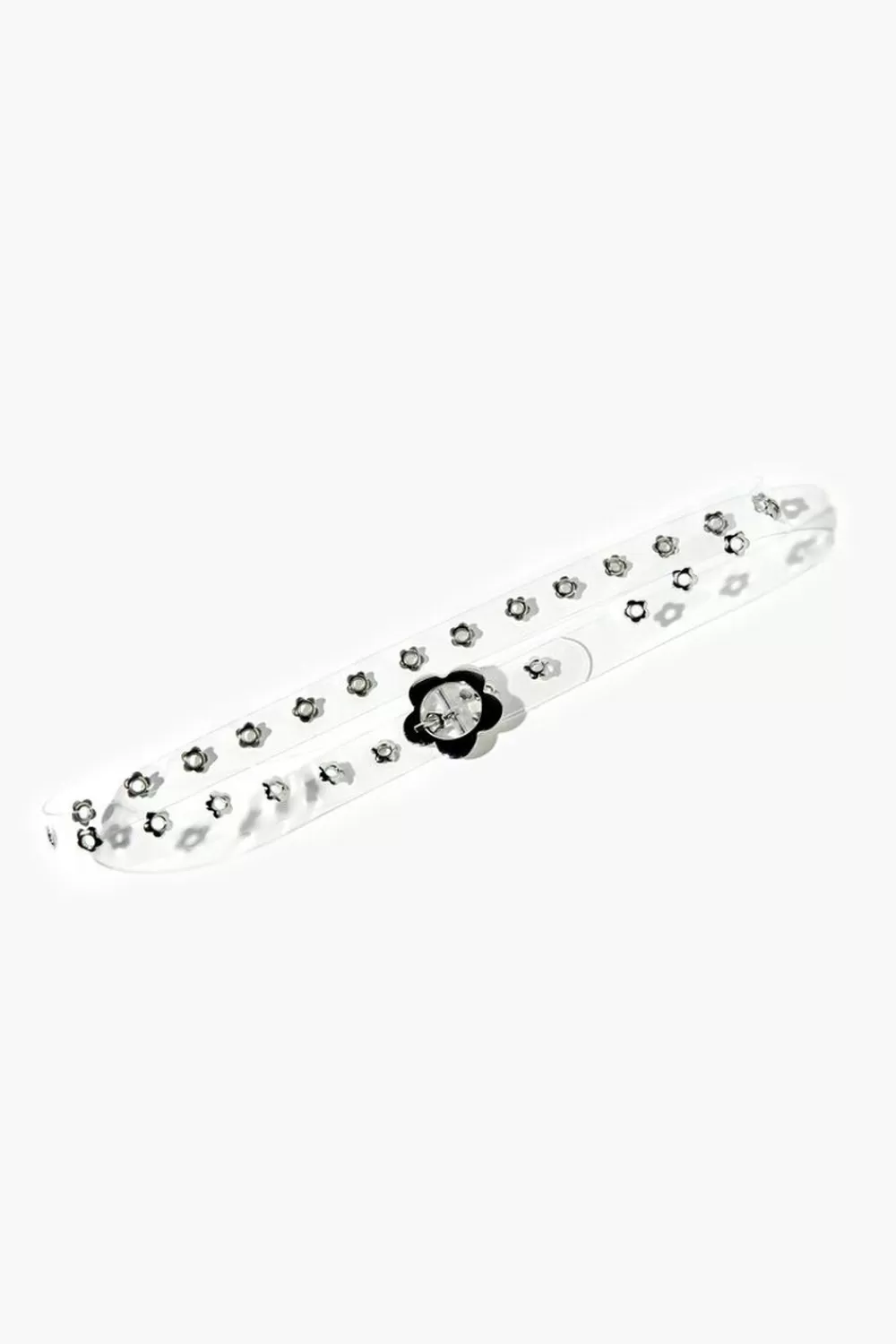 Belts>Forever 21 Clear Flower Buckle Hip Belt Clear/Silver