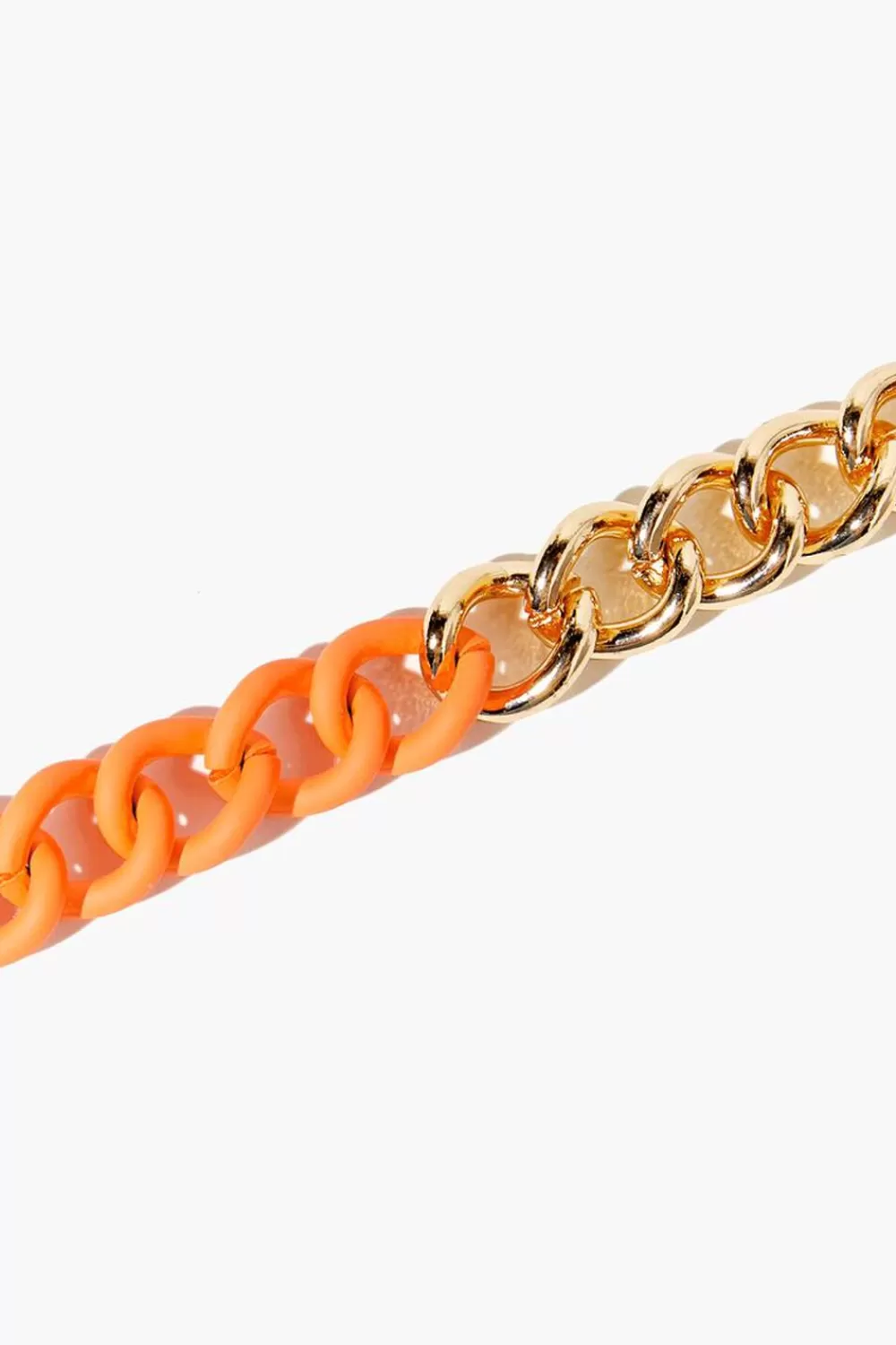 Bracelets>Forever 21 Colorblock Chunky Chain Bracelet Orange/Gold