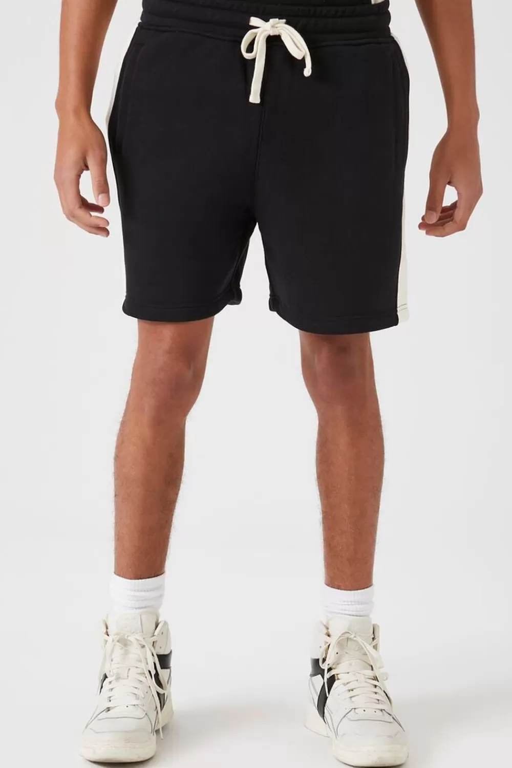 Activewear + Athletic>Forever 21 Colorblock Drawstring Shorts Black/Cream