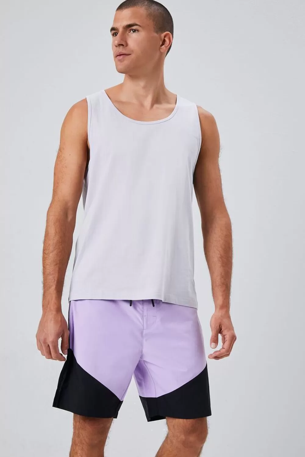 Bottoms>Forever 21 Colorblock Lace-Up Swim Trunks Purple/Black