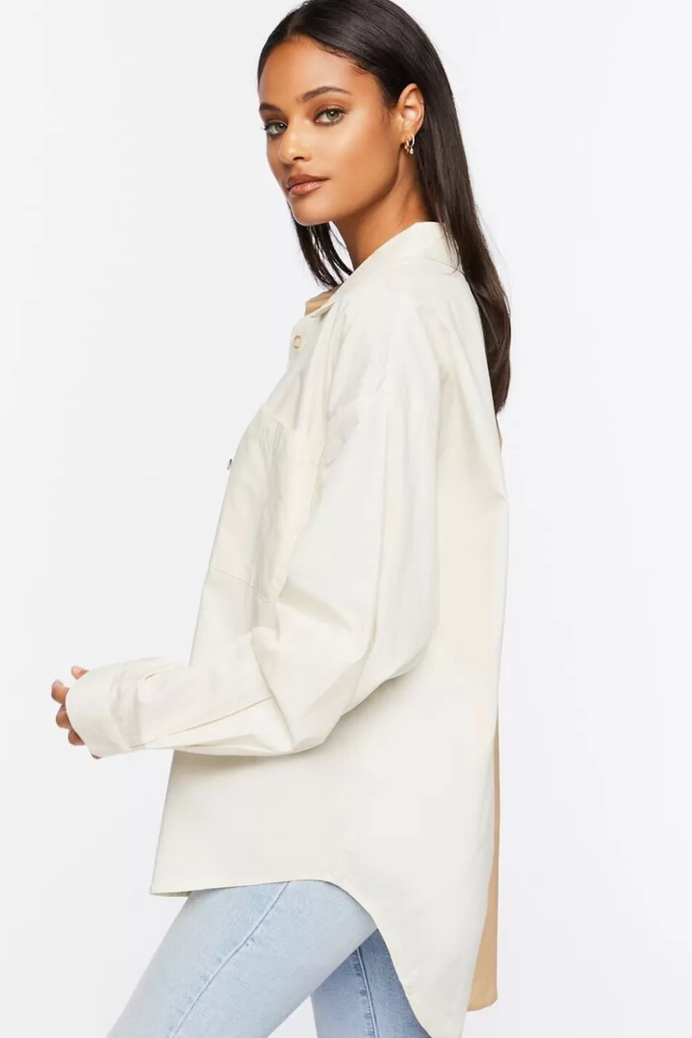 Forever 21 Colorblock Poplin High-Low Shirt | Women Tops