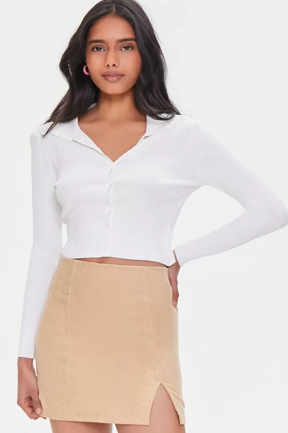 Bottoms>Forever 21 Corduroy Mini Skirt Khaki