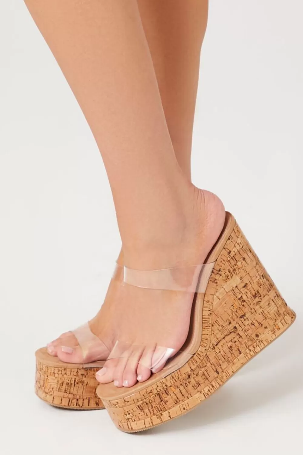Wedges + Platforms>Forever 21 Cork Dual-Strap Wedges Natural