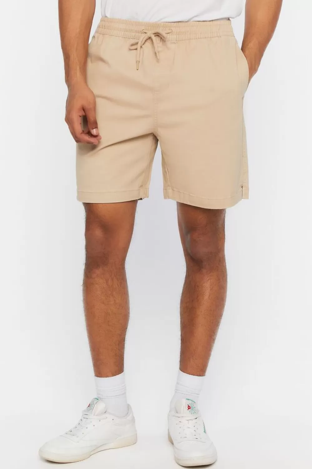 Activewear + Athletic>Forever 21 Cotton-Blend Drawstring Shorts Taupe