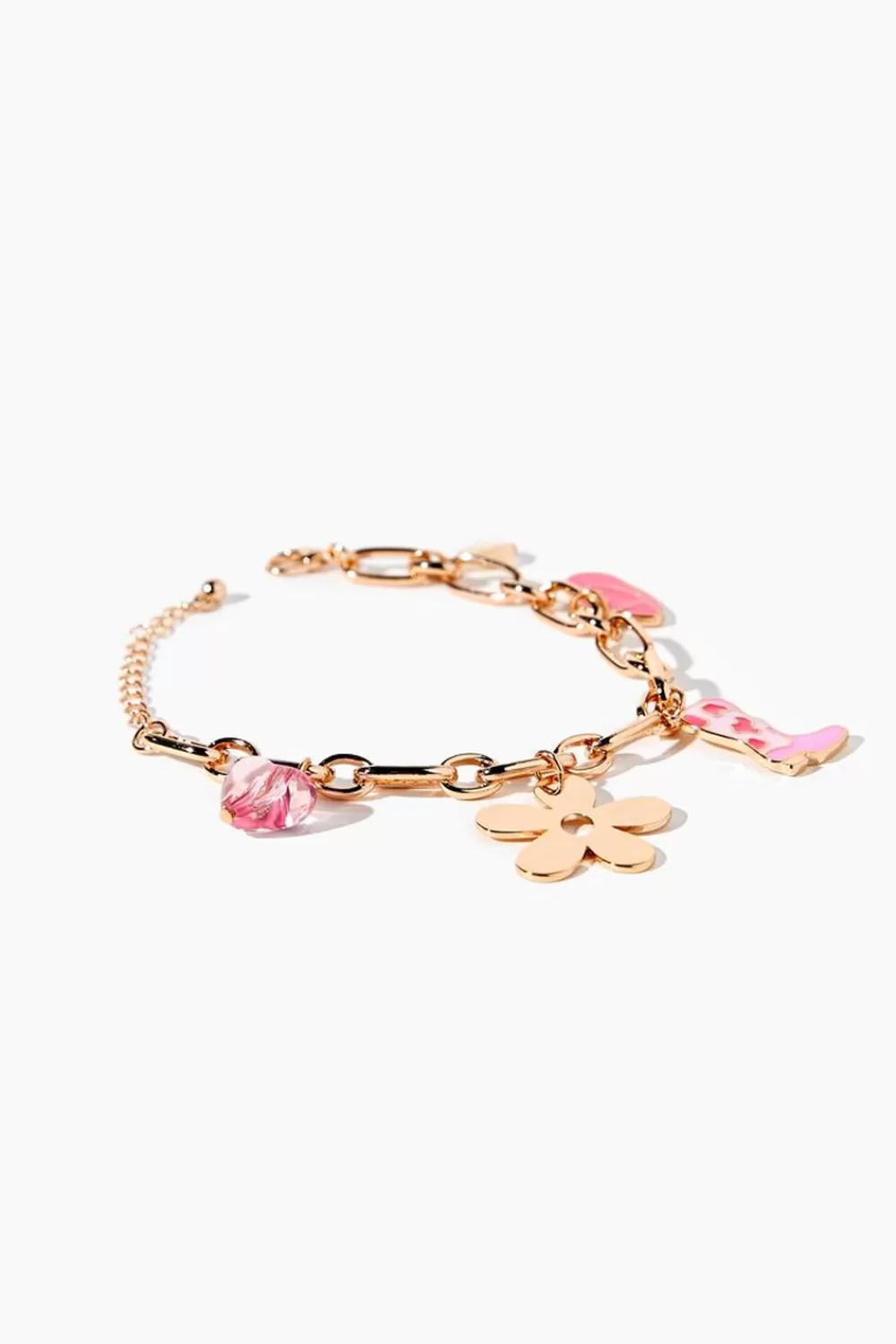 Bracelets>Forever 21 Cowgirl Charm Bracelet Gold/Pink