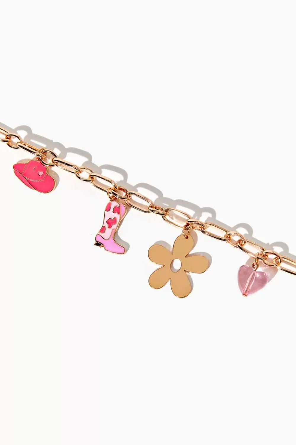 Bracelets>Forever 21 Cowgirl Charm Bracelet Gold/Pink