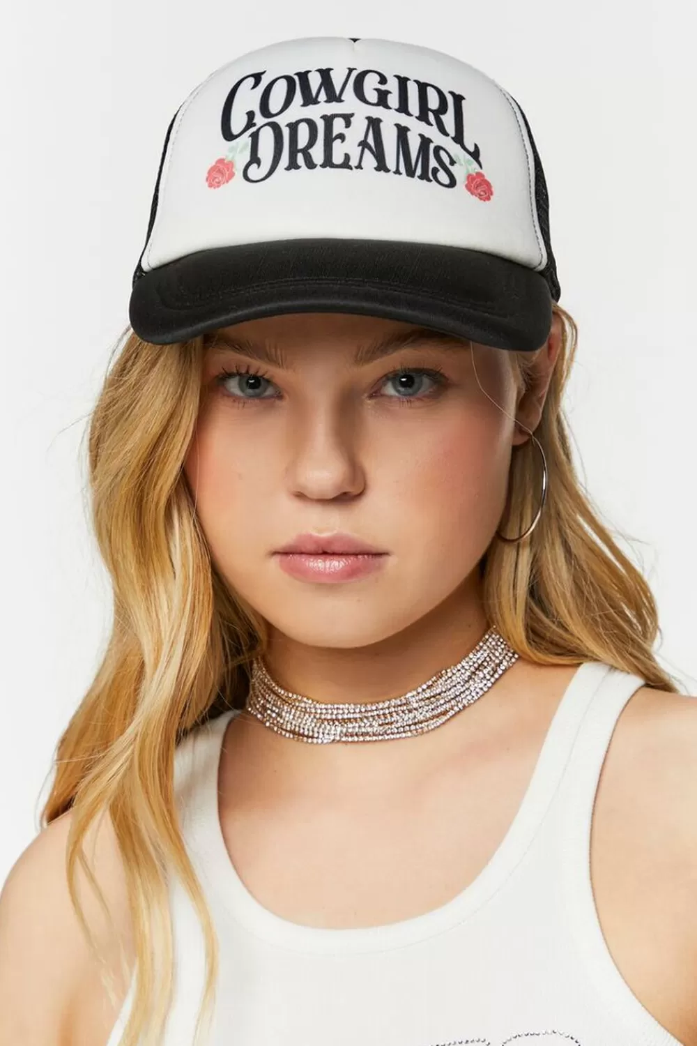 Hats + Beanies>Forever 21 Cowgirl Dreams Trucker Hat Black/Multi