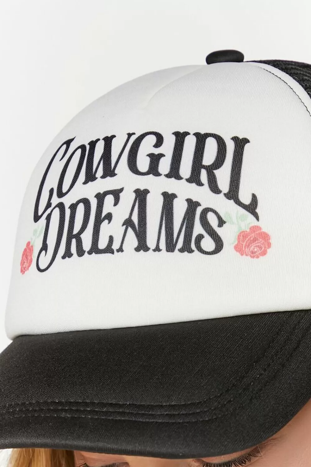 Hats + Beanies>Forever 21 Cowgirl Dreams Trucker Hat Black/Multi