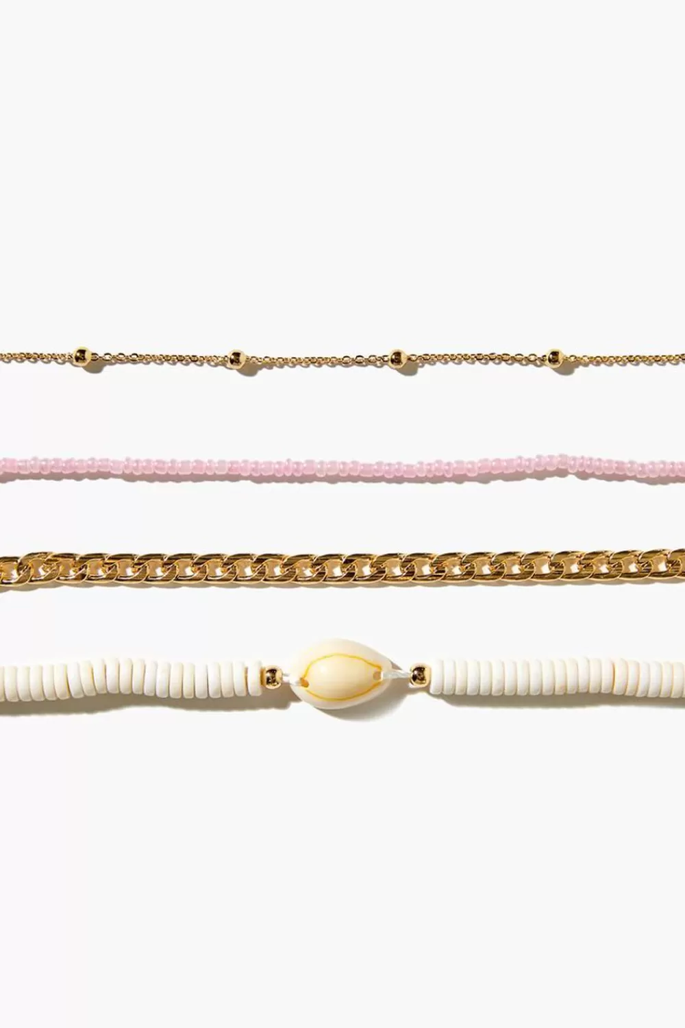 Bracelets>Forever 21 Cowrie Shell Bracelet Set Gold/White