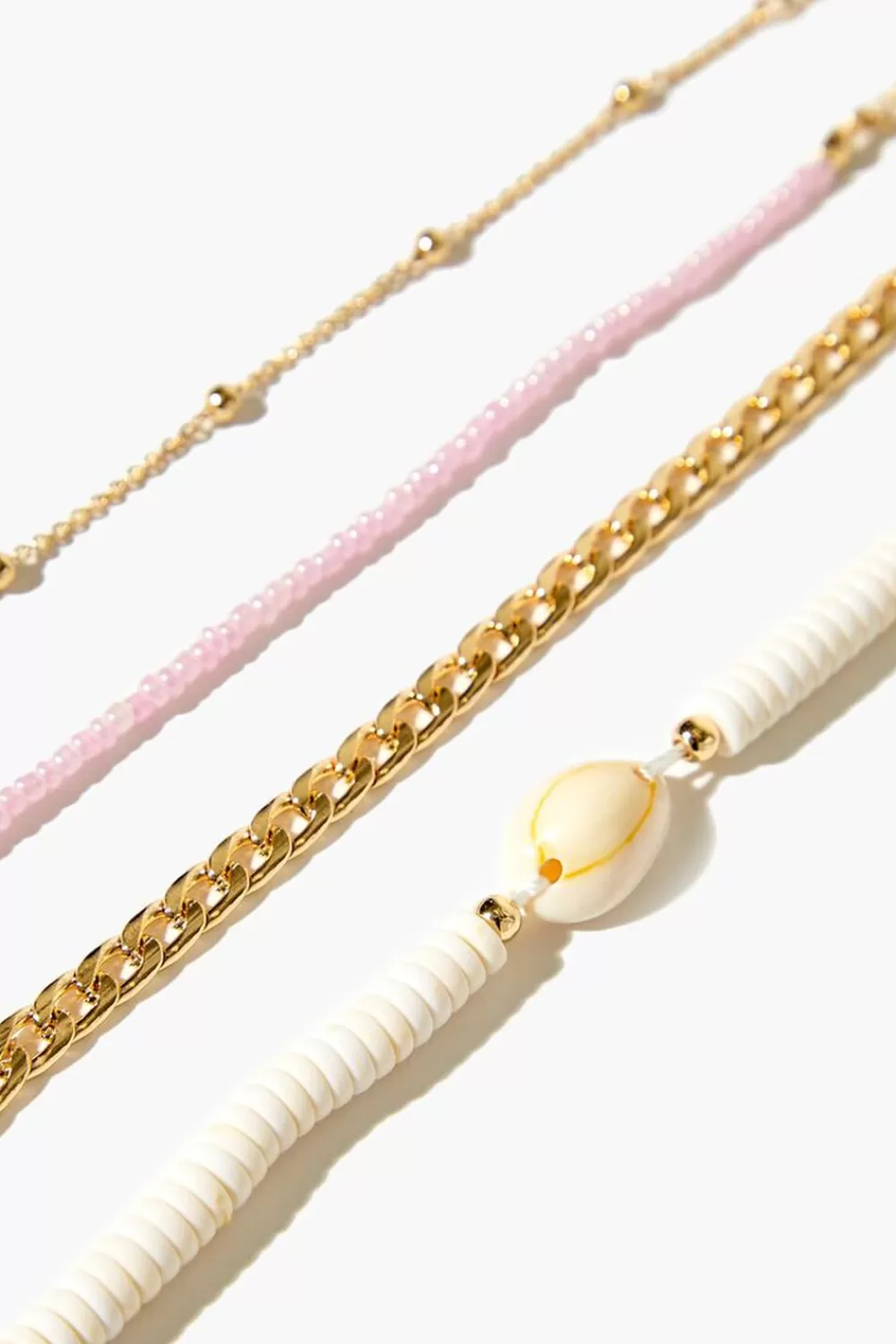 Bracelets>Forever 21 Cowrie Shell Bracelet Set Gold/White