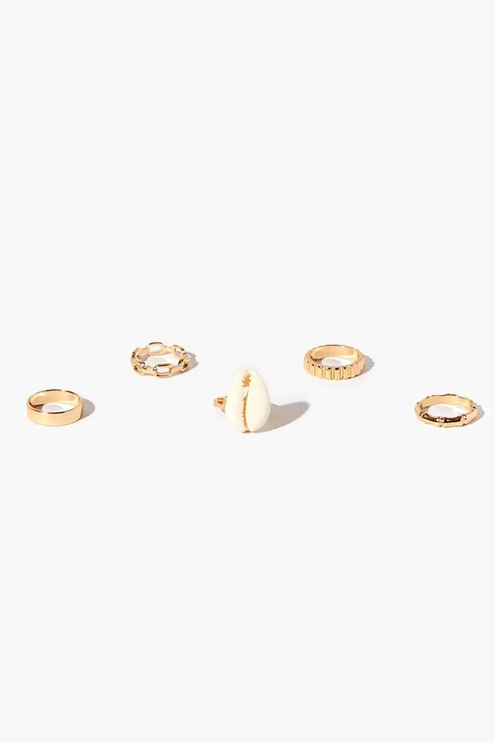 Rings>Forever 21 Cowrie Shell Ring Set Gold/Cream