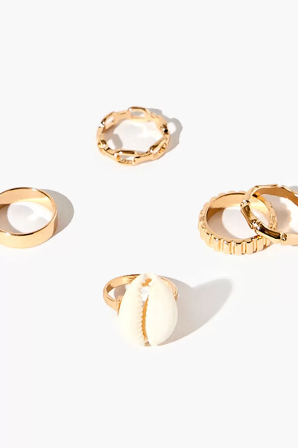 Rings>Forever 21 Cowrie Shell Ring Set Gold/Cream
