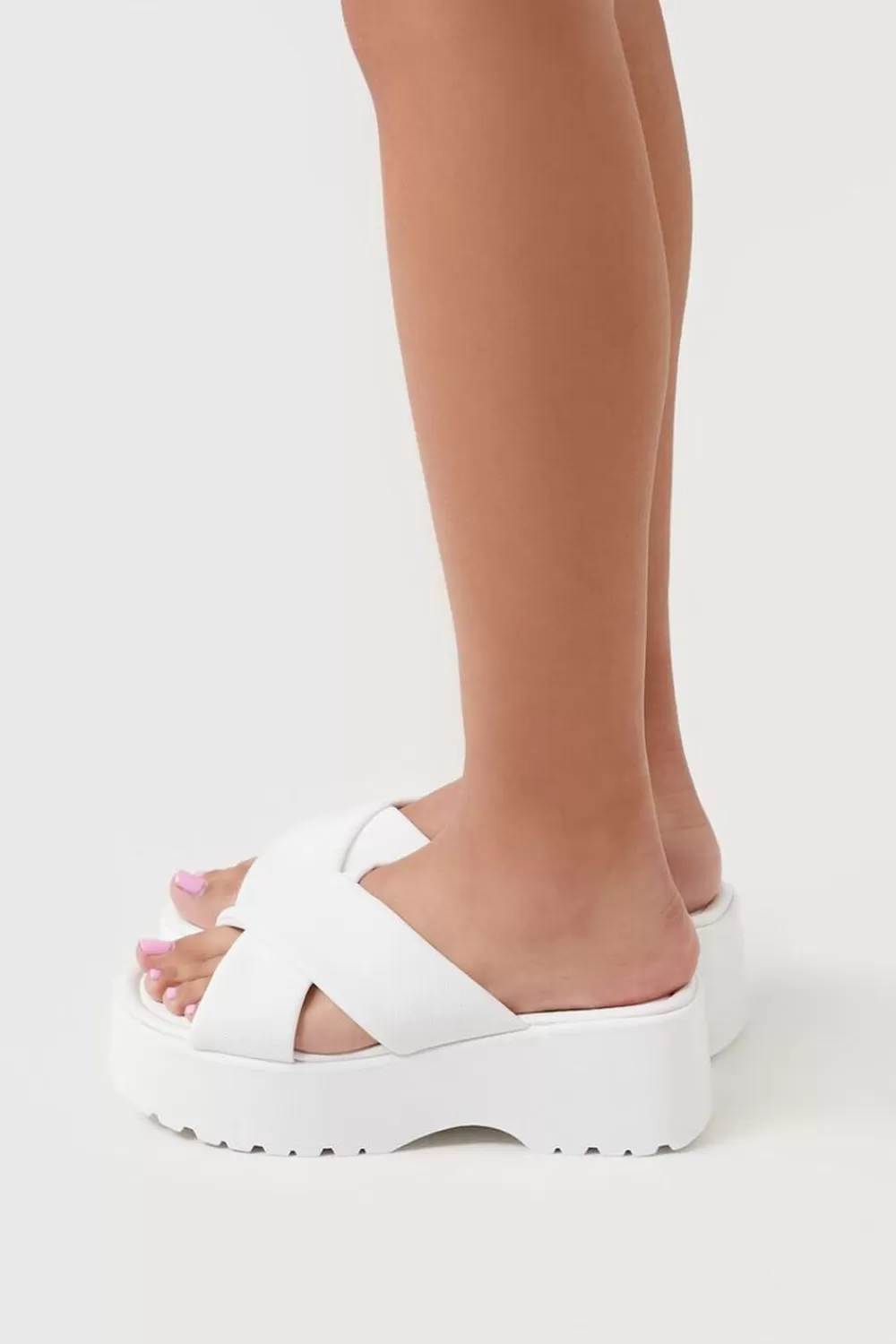 Swimwear>Forever 21 Crisscross Flatform Sandals White