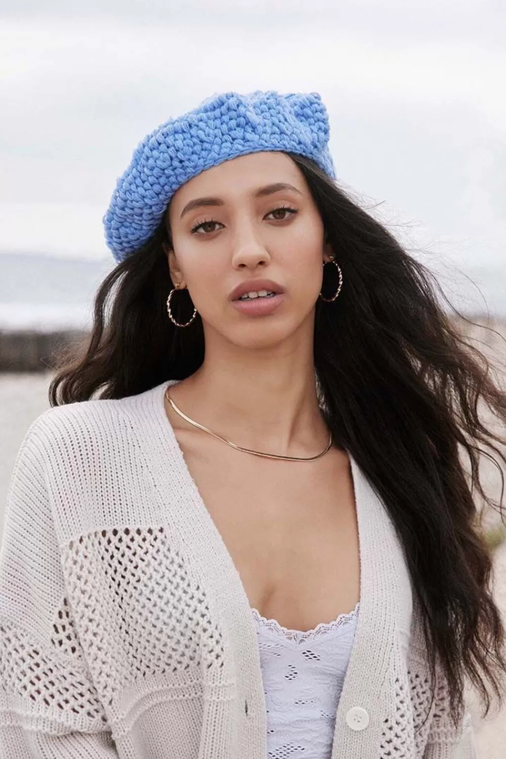 Hats + Beanies>Forever 21 Crochet Beret Cloud