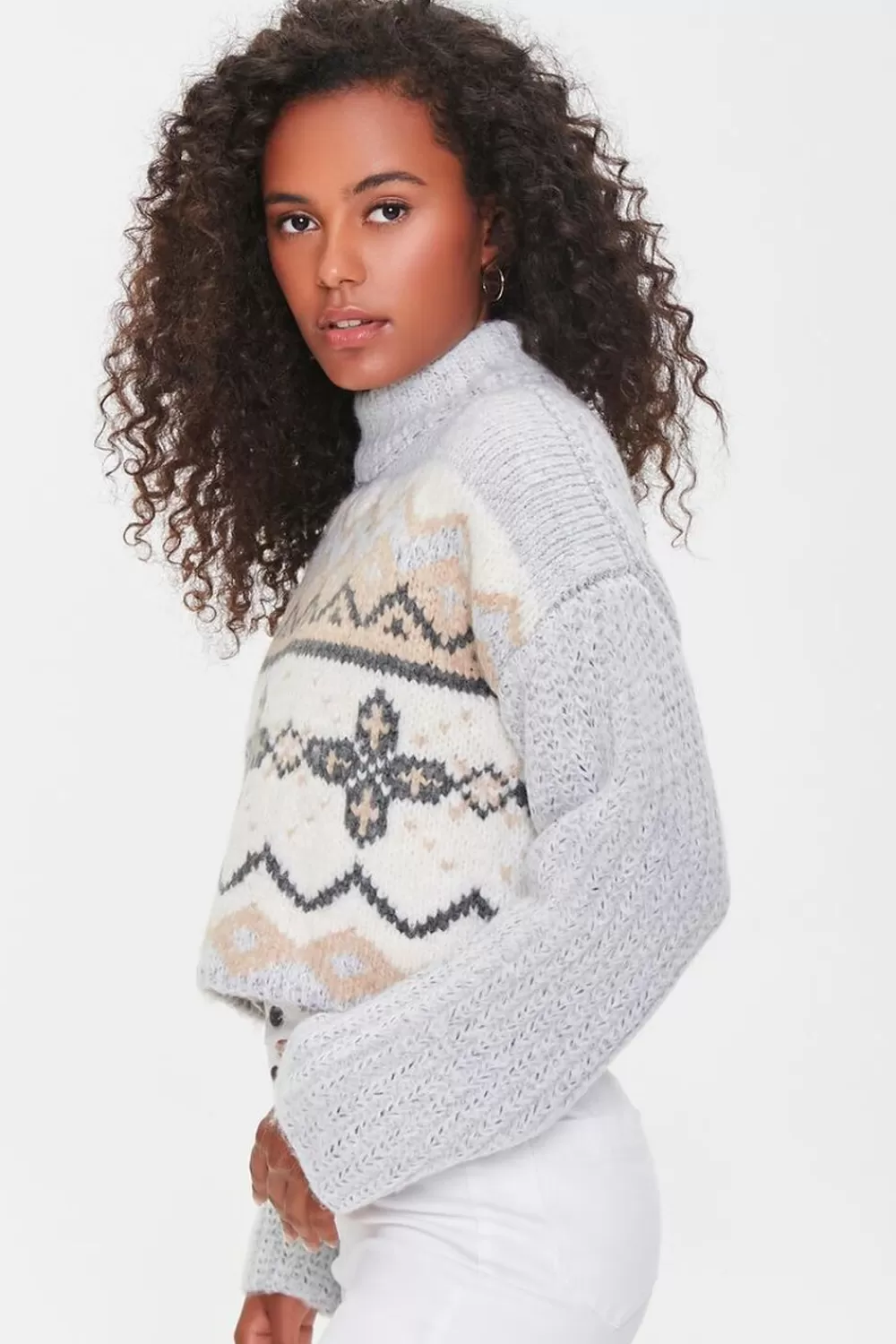 Forever 21 Cropped Geo Print Sweater | Women Tops
