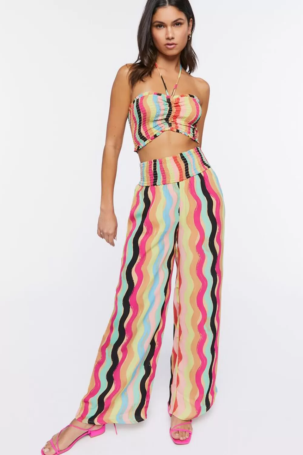 Forever 21 Cropped Halter Cami & Pants Set | Women Tops