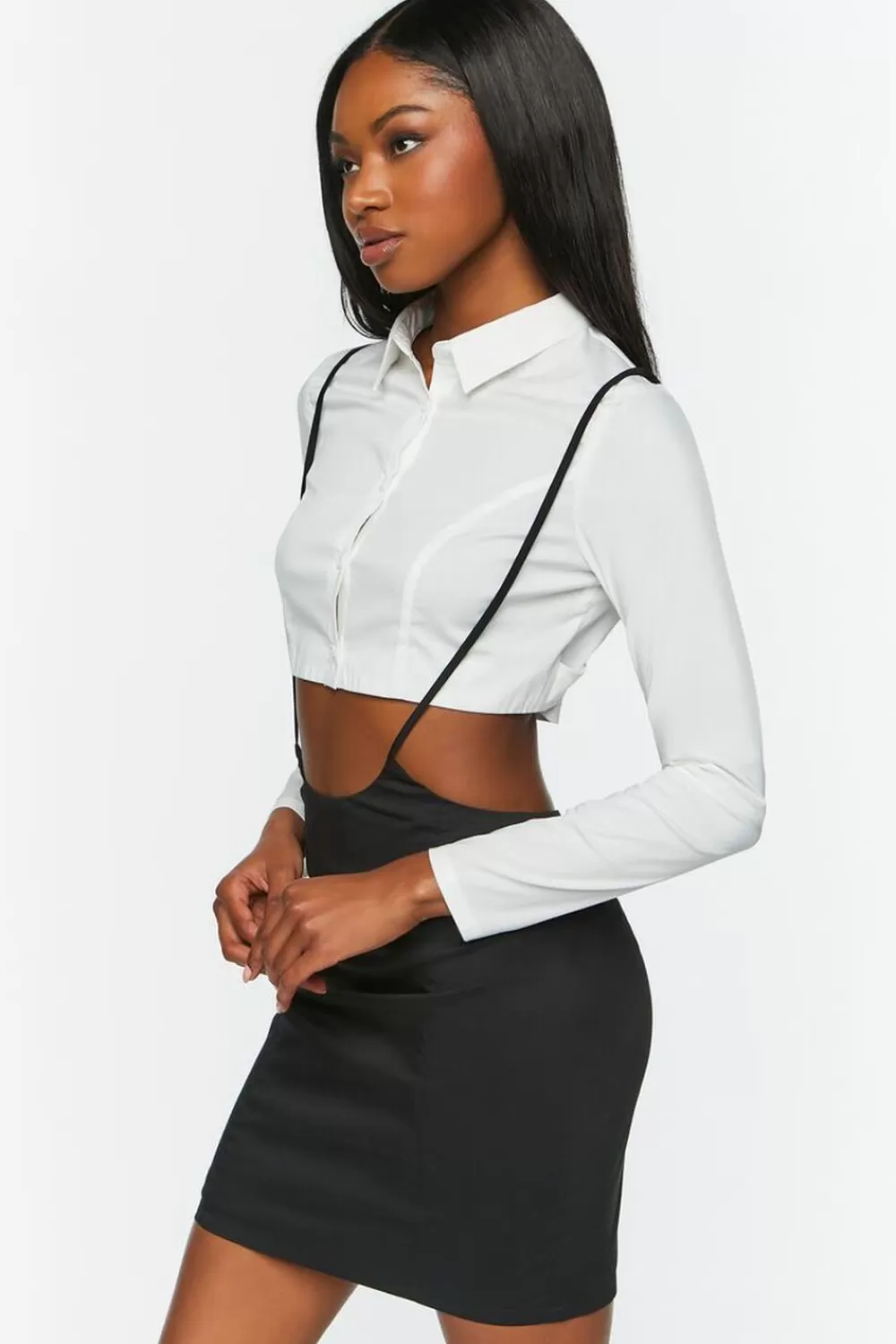 Forever 21 Cropped Shirt & Suspender Combo Dress | Women Dresses