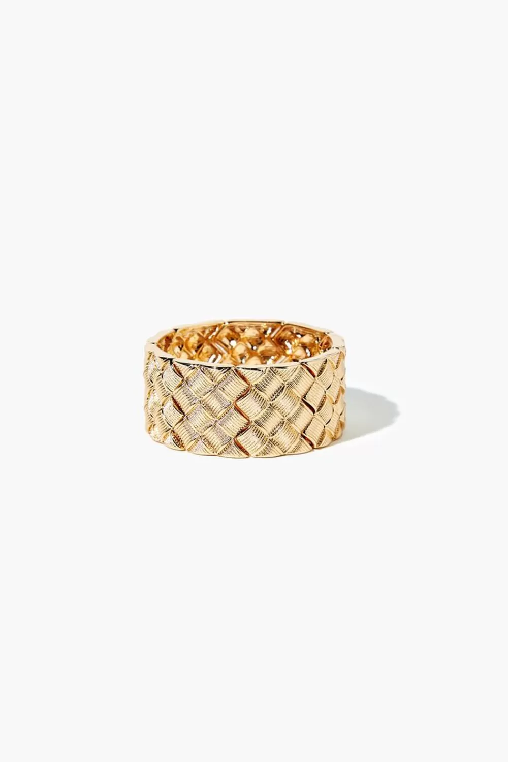 Bracelets>Forever 21 Crosshatch Stretch Bracelet Gold