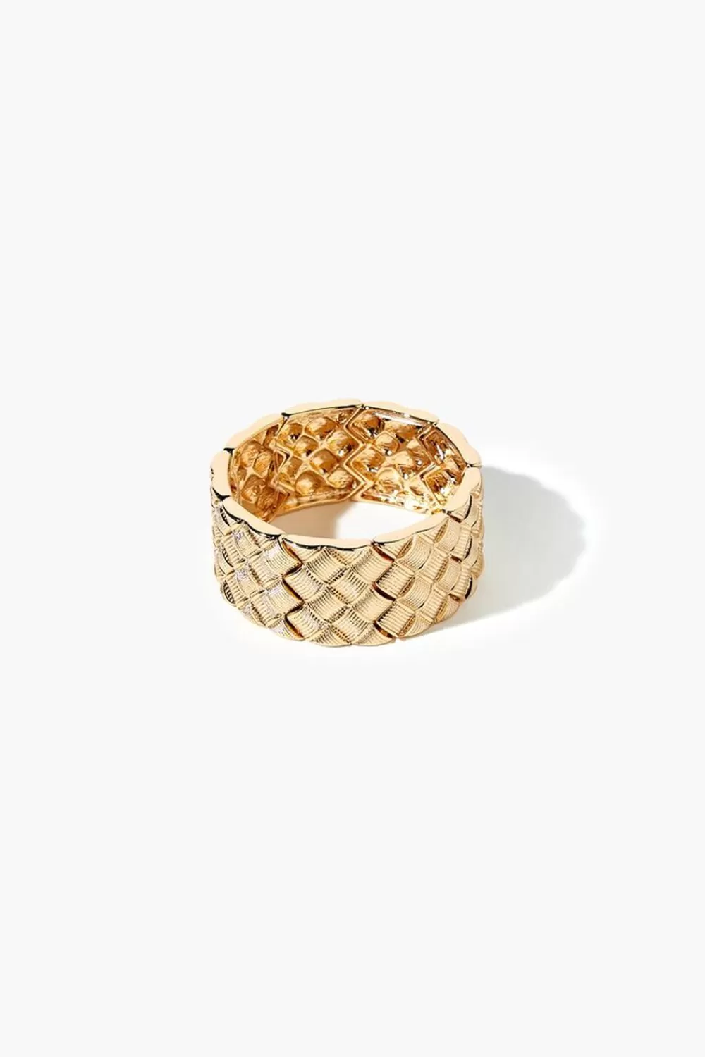 Bracelets>Forever 21 Crosshatch Stretch Bracelet Gold