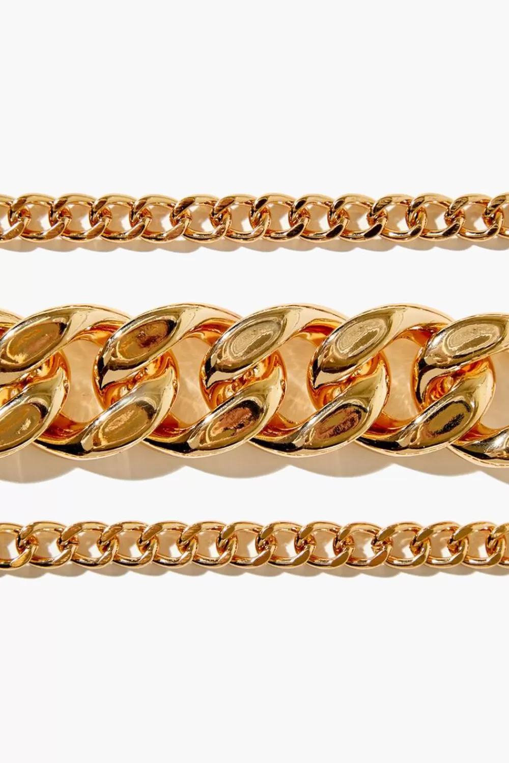 Bracelets>Forever 21 Curb Chain Bracelet Set Gold
