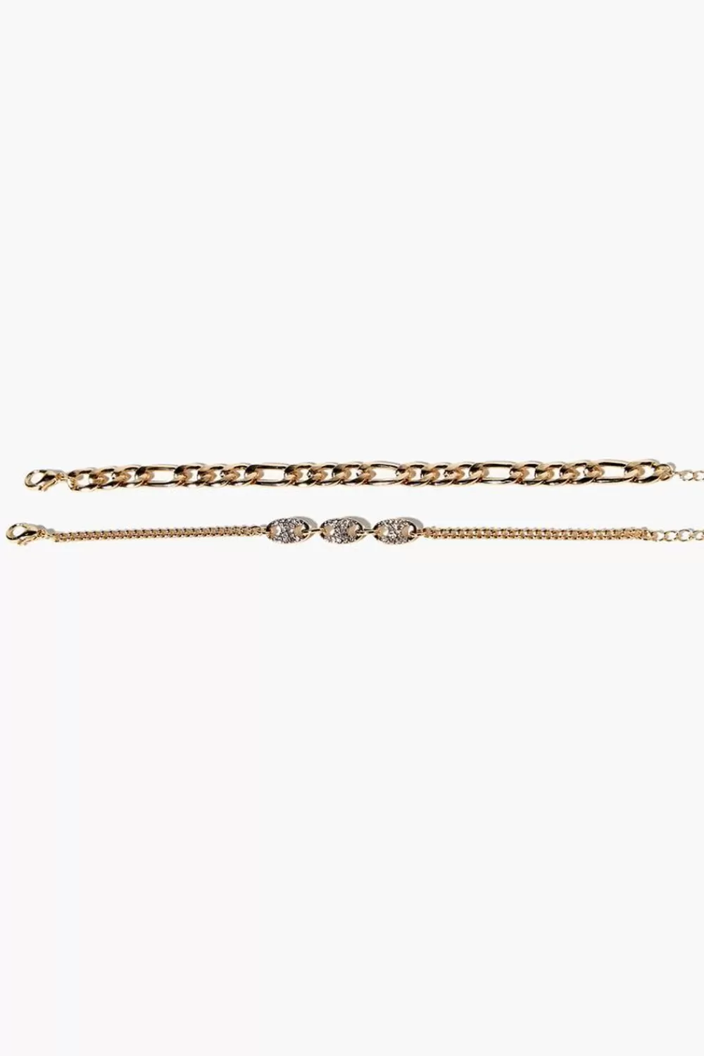 Bracelets>Forever 21 Curb Chain Bracelet Set Gold