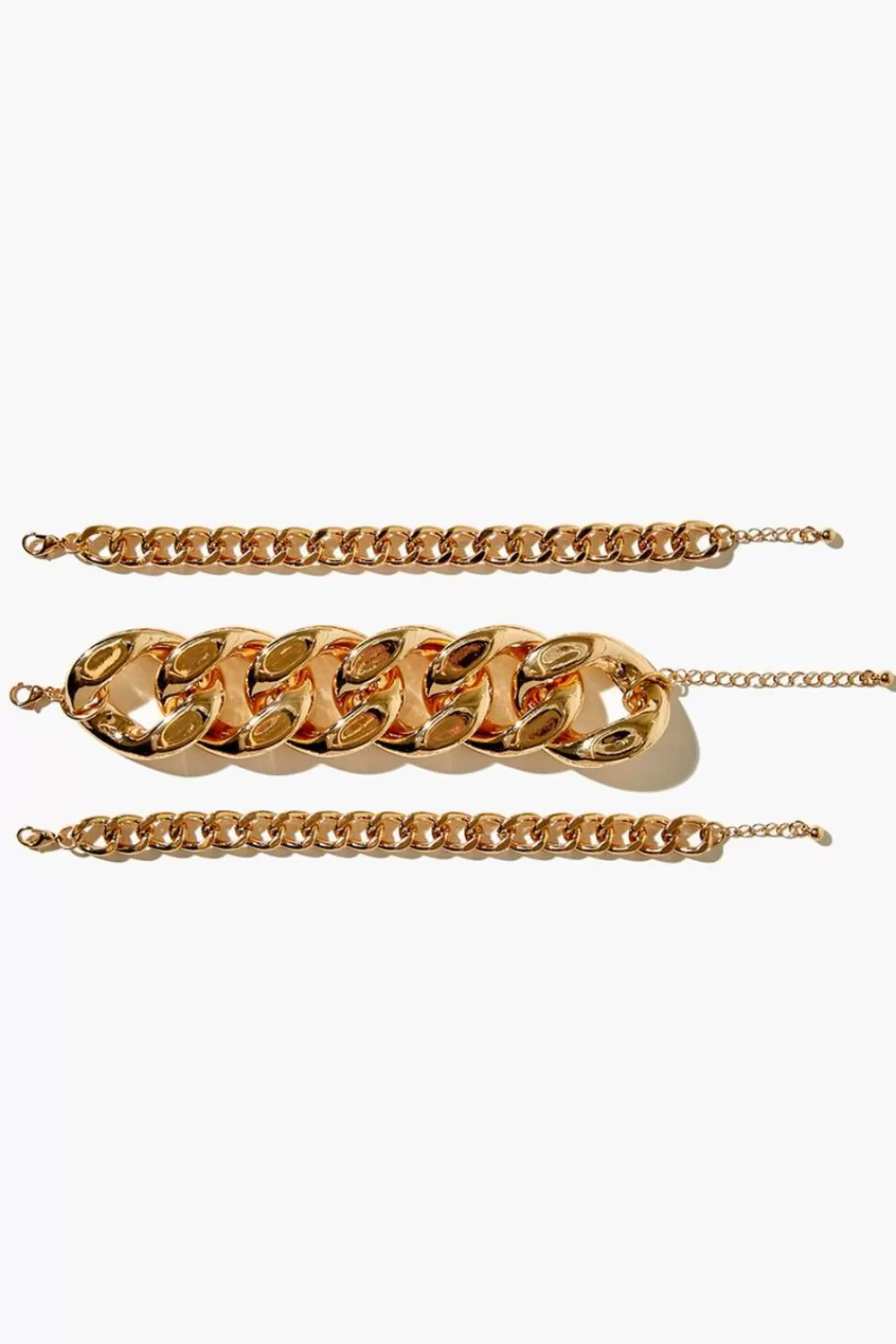 Bracelets>Forever 21 Curb Chain Bracelet Set Gold
