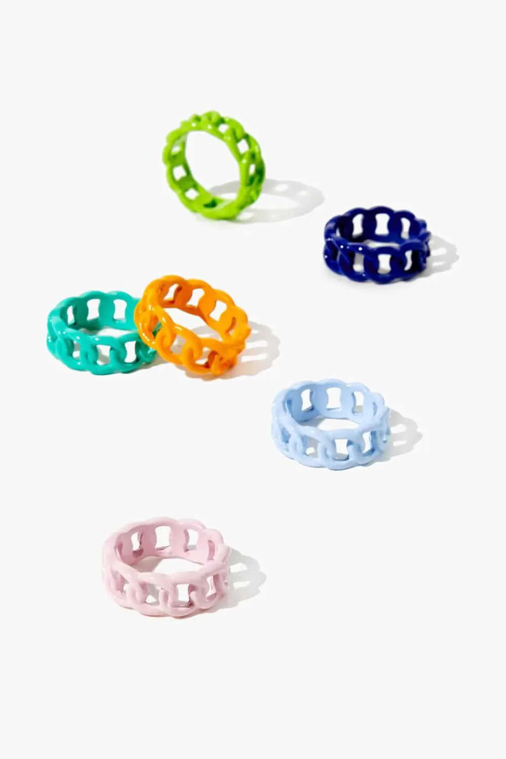 Rings>Forever 21 Curb Chain Ring Set Blue/Multi