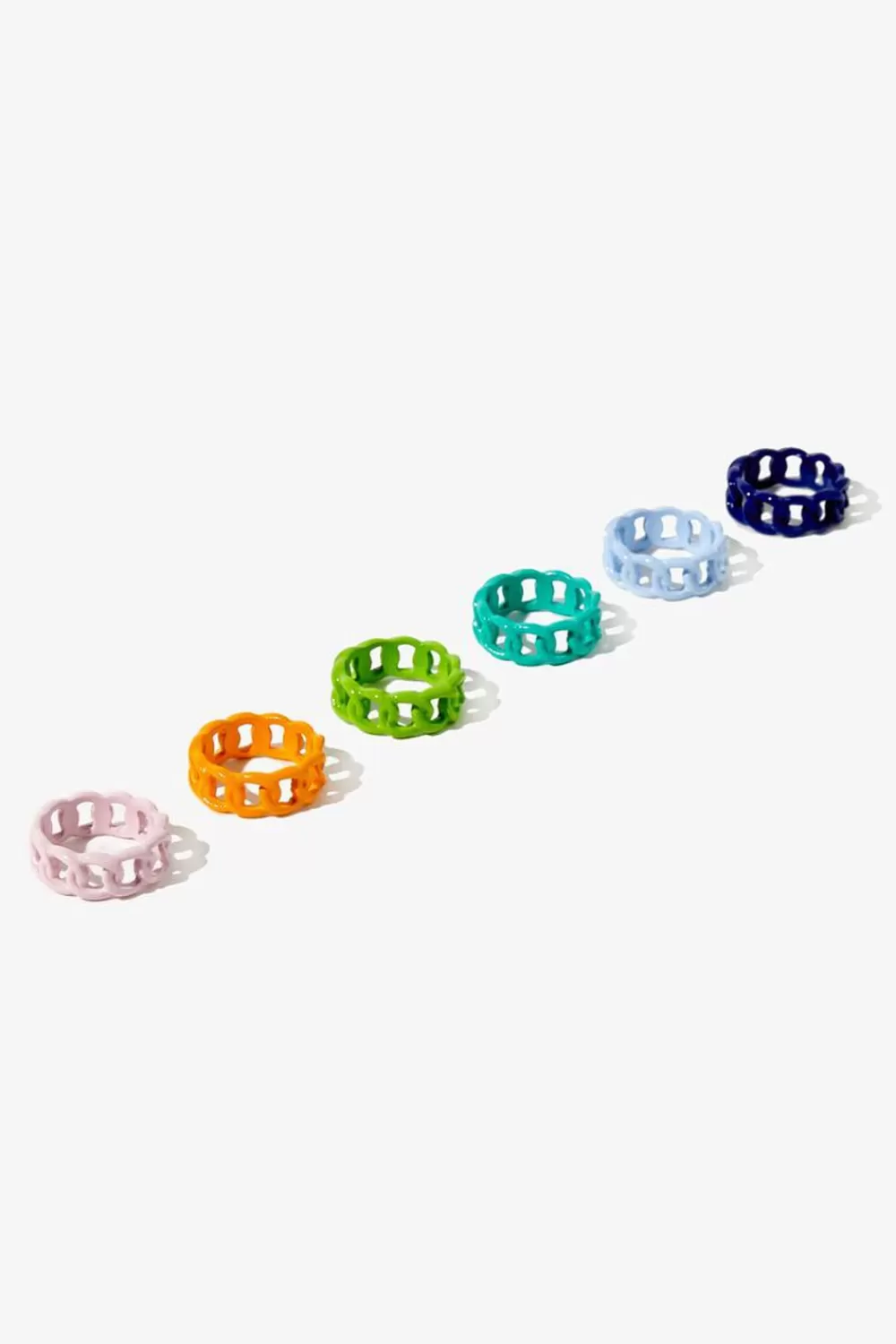 Rings>Forever 21 Curb Chain Ring Set Blue/Multi