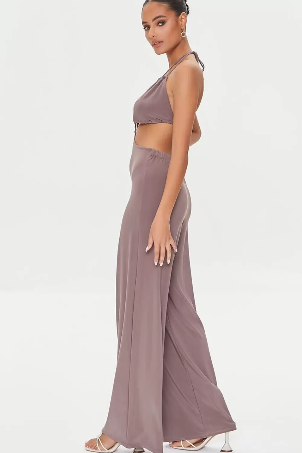 Rompers + Jumpsuits>Forever 21 Cutout Halter Jumpsuit Brown