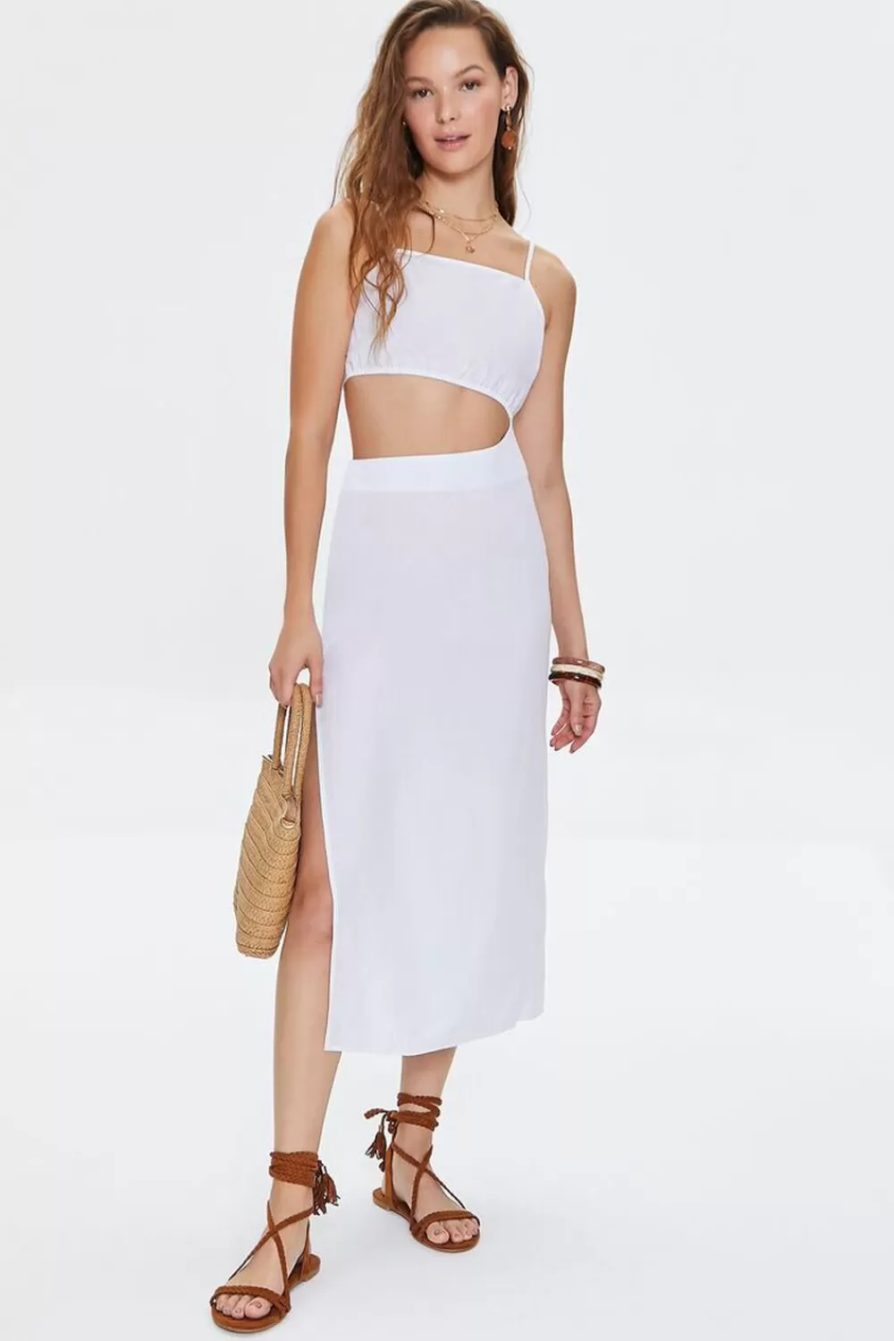 Dresses>Forever 21 Cutout Midi Dress White