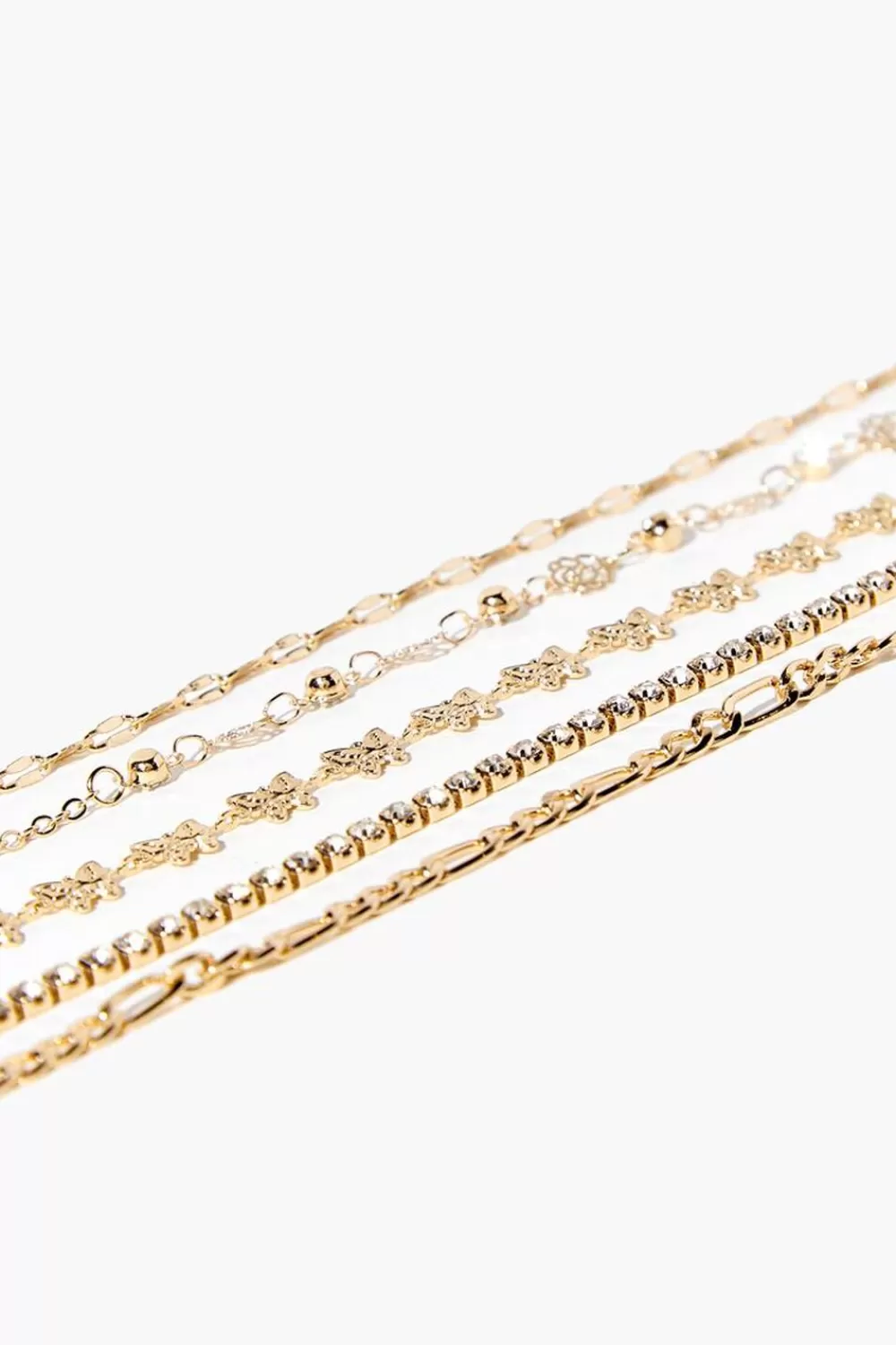 Bracelets>Forever 21 Cutout Rose & Butterfly Bracelet Set Gold
