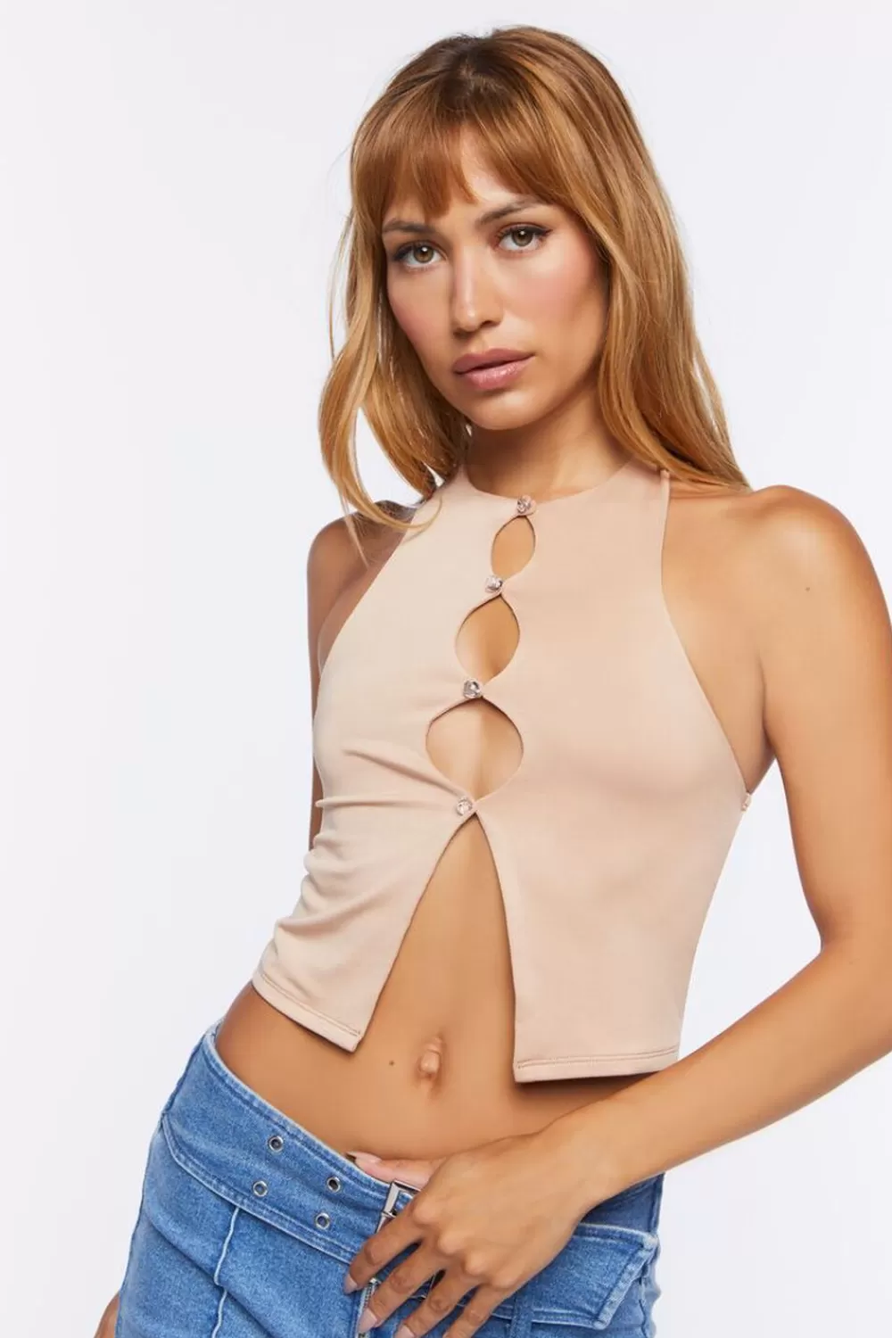 Forever 21 Cutout Split-Front Crop Top | Women Tops