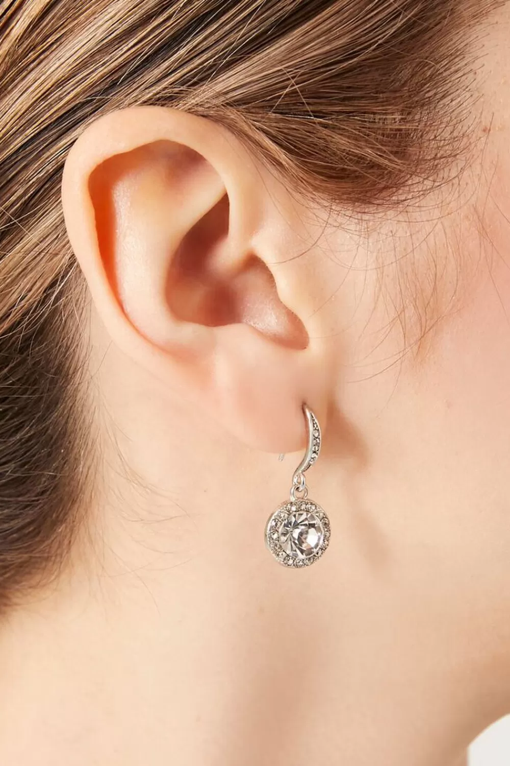 Earrings>Forever 21 Cz Drop Earrings Silver/Clear