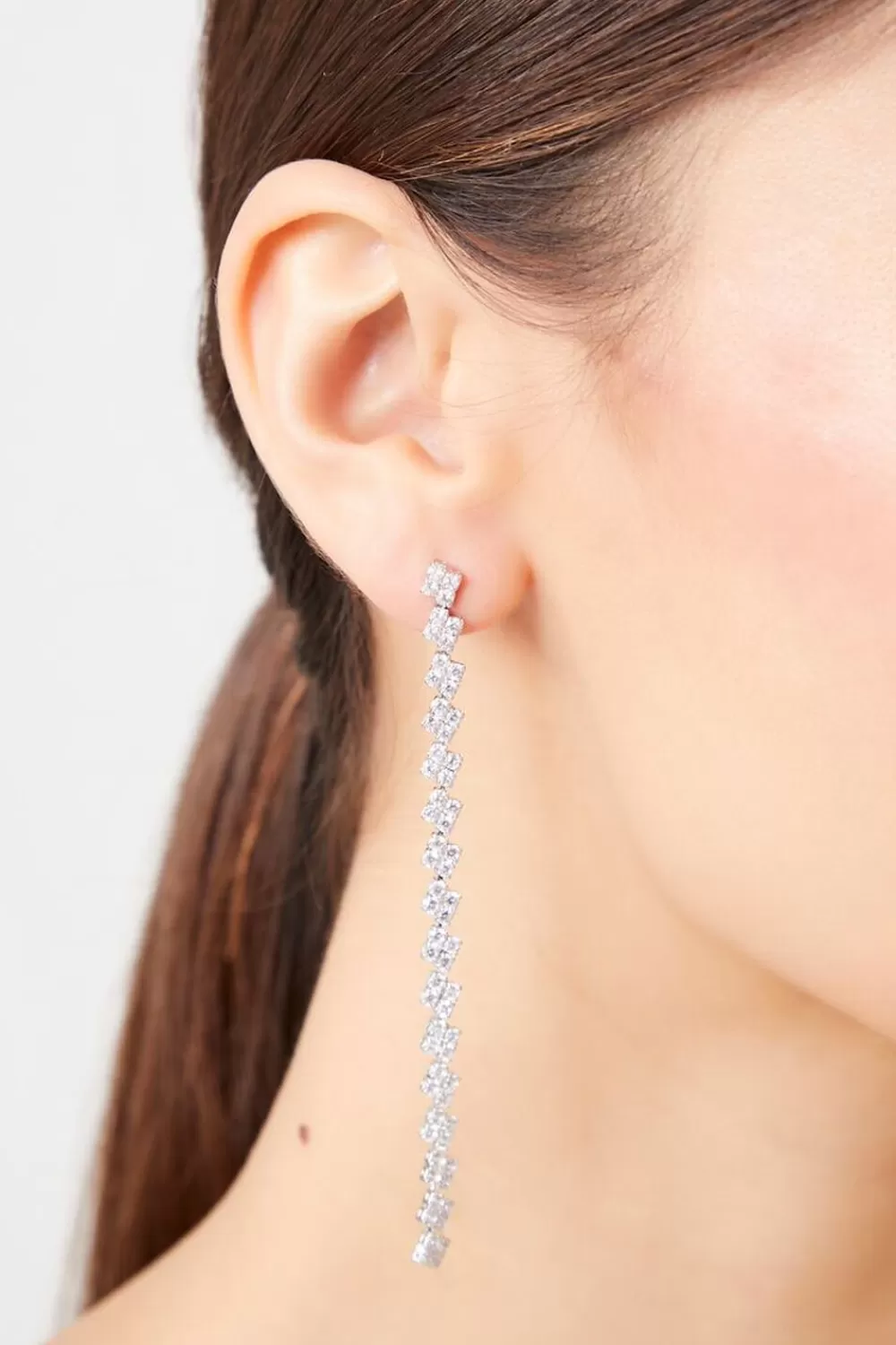 Earrings>Forever 21 Cz Floral Duster Earrings Silver/Clear