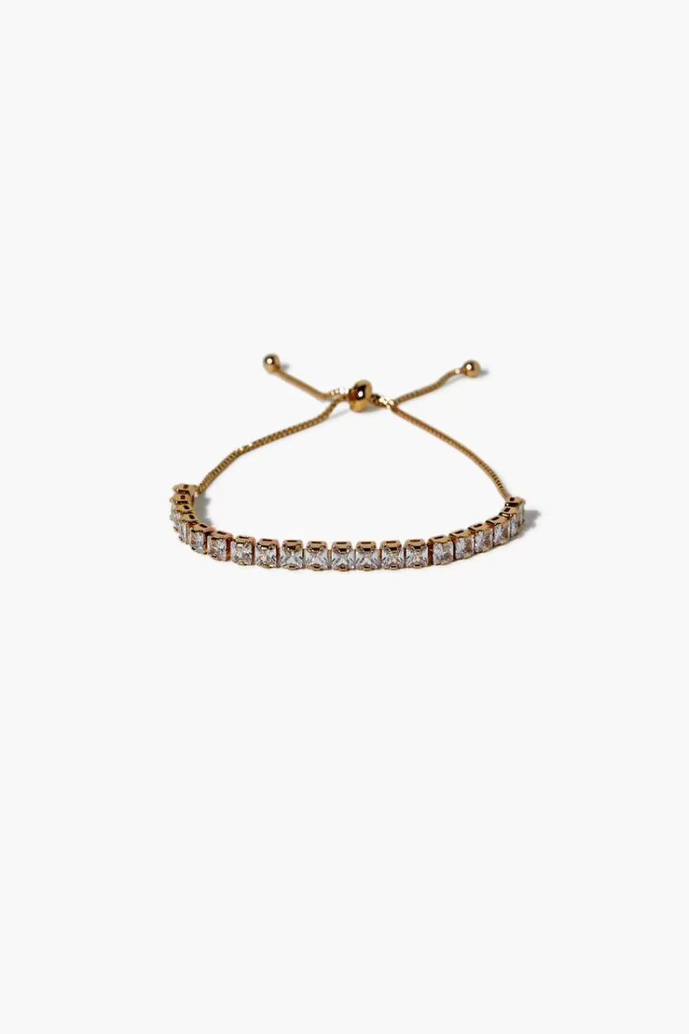 Bracelets>Forever 21 Cz Pull Cord Bracelet Clear/Gold