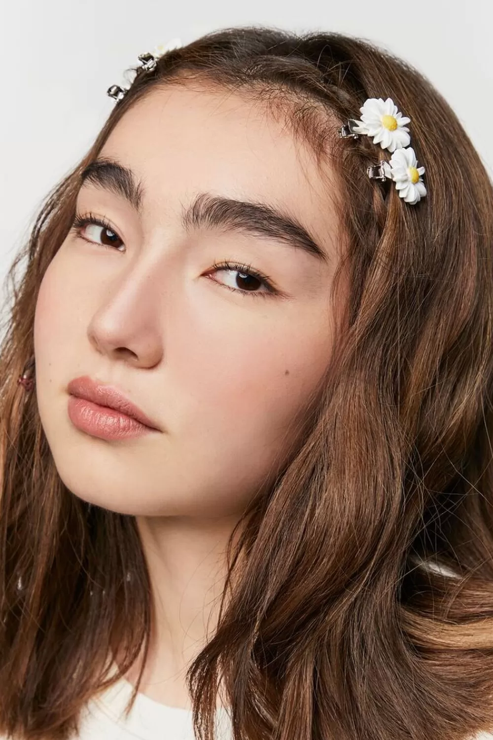 Hair Accessories>Forever 21 Daisy Hair Clip Set White/Yellow