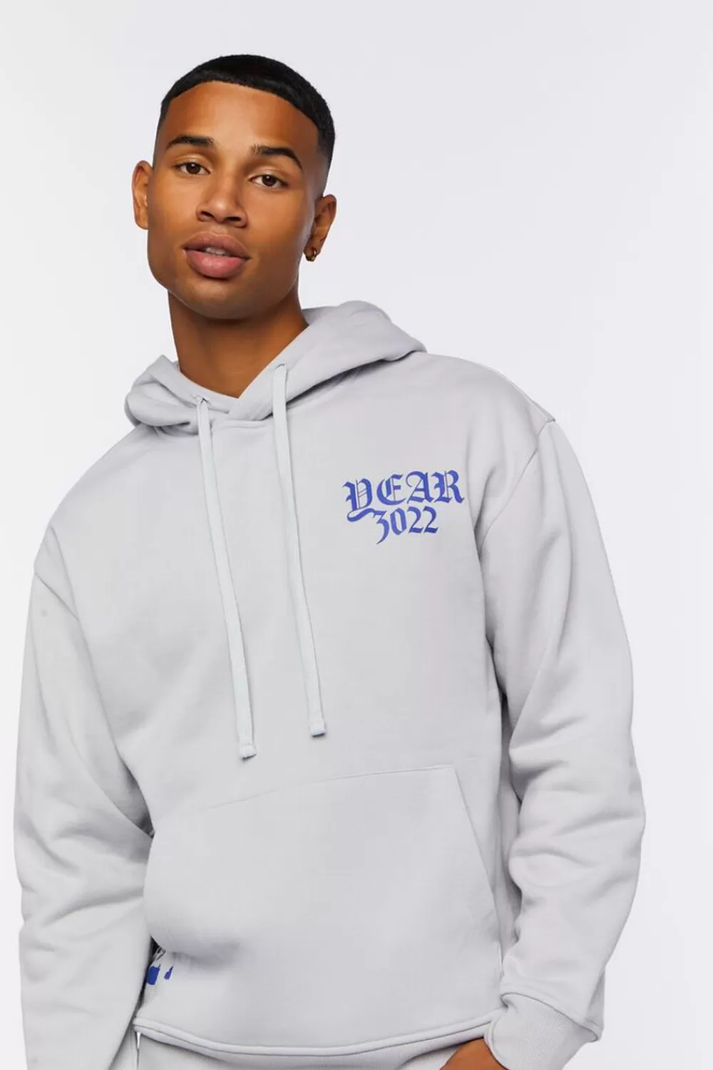 Graphic Tees>Forever 21 Dear 3022 Graphic Hoodie Grey/Blue