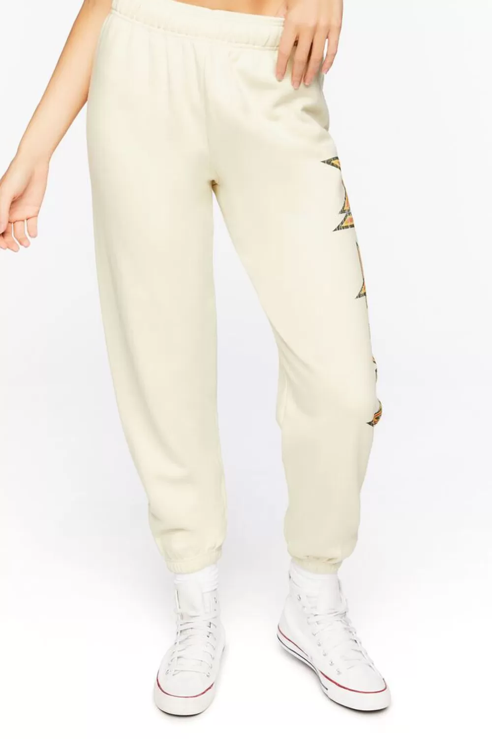 Bottoms>Forever 21 Def Leppard Graphic Joggers Taupe/Multi